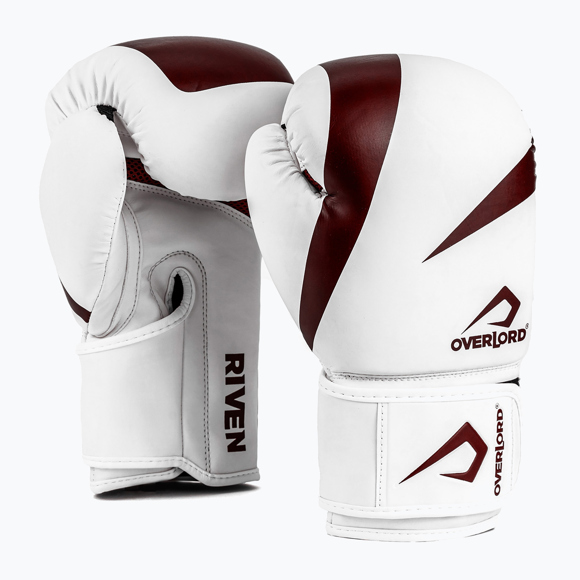 Guanti da boxe Overlord Riven bianco/rosso (14 oz) (Riven 100002-W_R)
