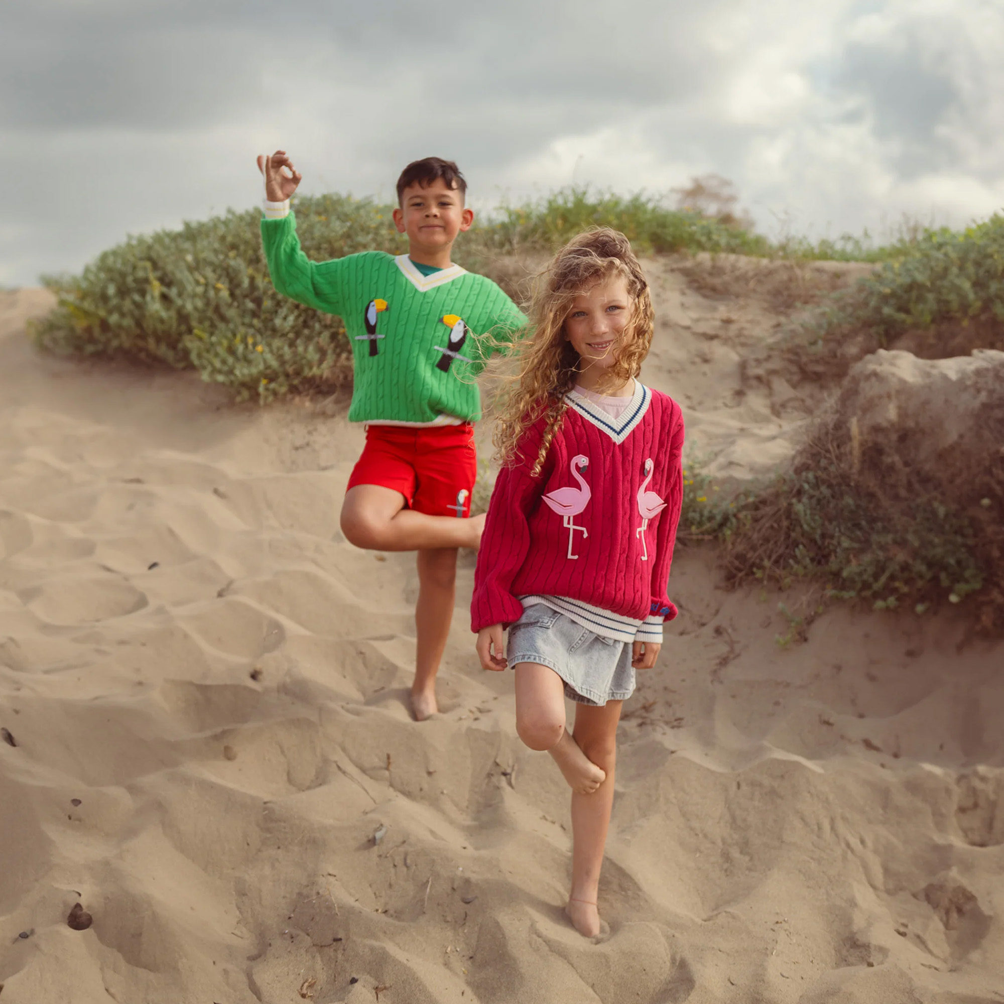 KID STORY maglia da bambino Cotone organico fenicottero rosso (134-140) (Bawełna organiczna SWEATORGRF)