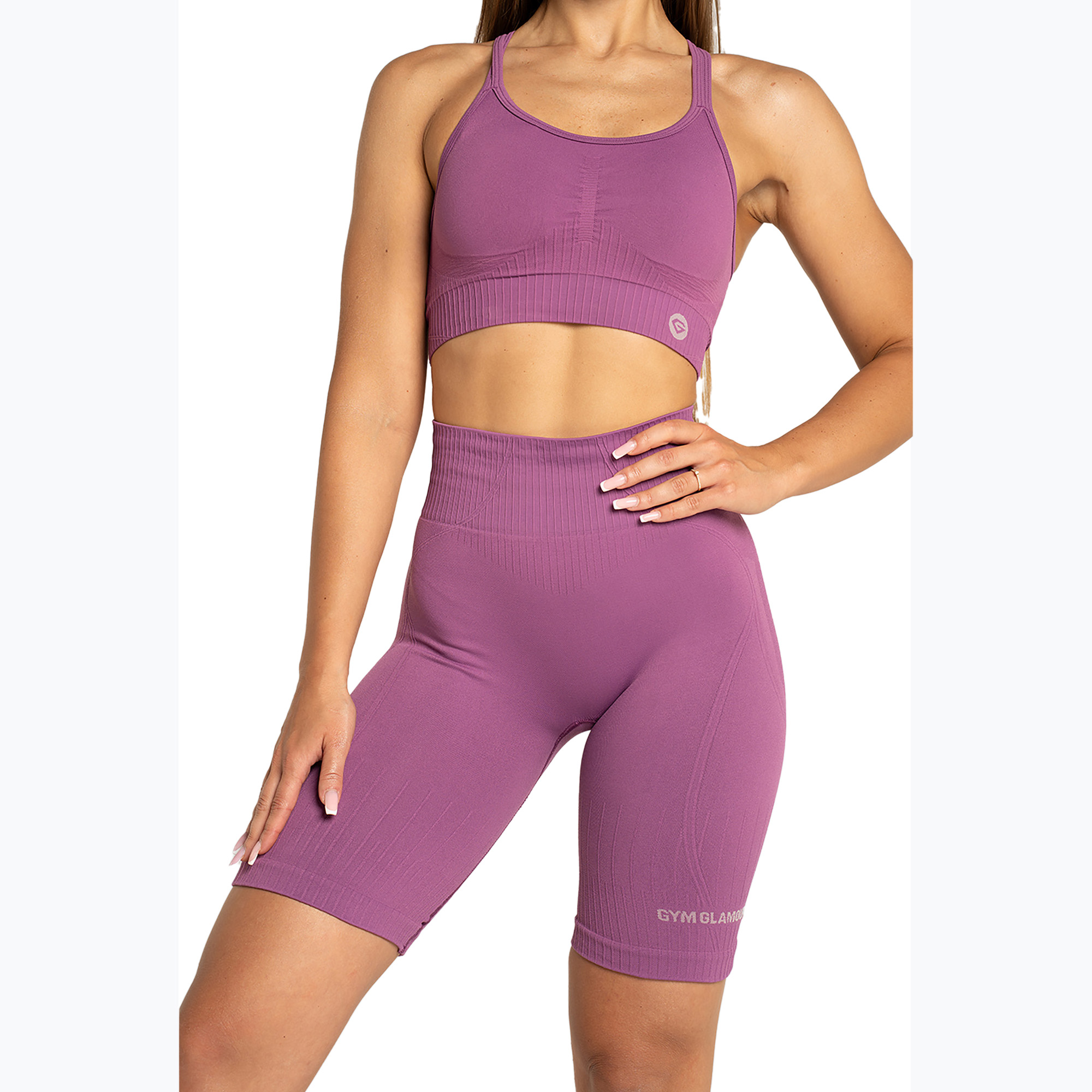 Pantaloncini da allenamento biker da donna Gym Glamour Push Up 2.0 merry berry (M) (Push Up 2.0 612-2)