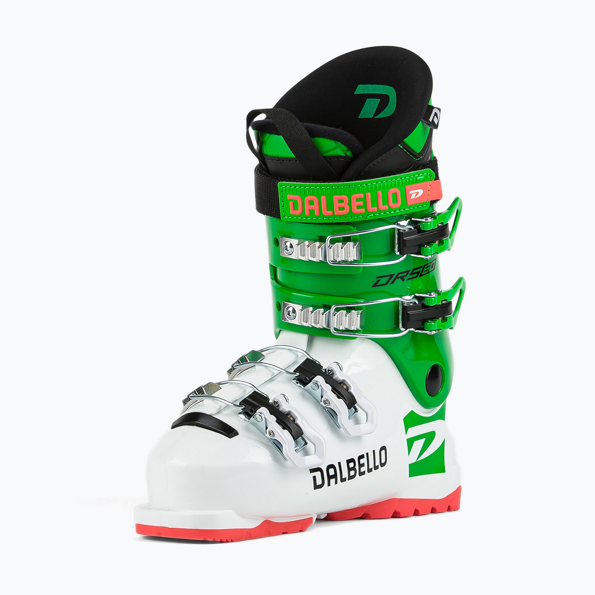 Scarponi da sci Dalbello DRS 60 Jr per bambini, bianco/verde corsa