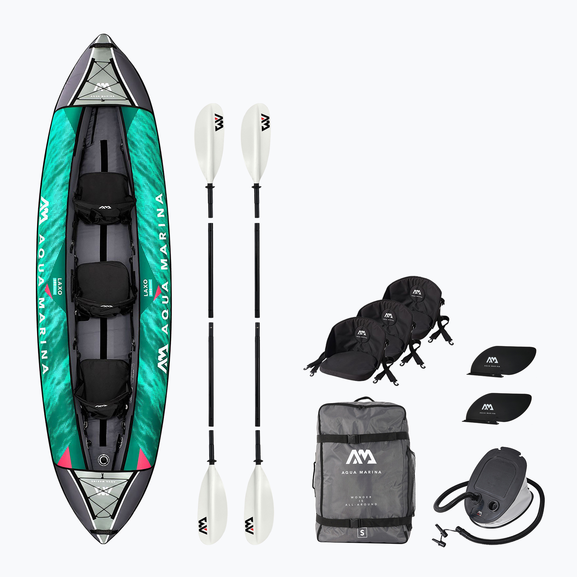 Aqua Marina Laxo Recreational Kayak 12'6" kayak gonfiabile per 3 persone (380 x 90 cm) (Laxo Recreational Kayak 12'6" LA-380)