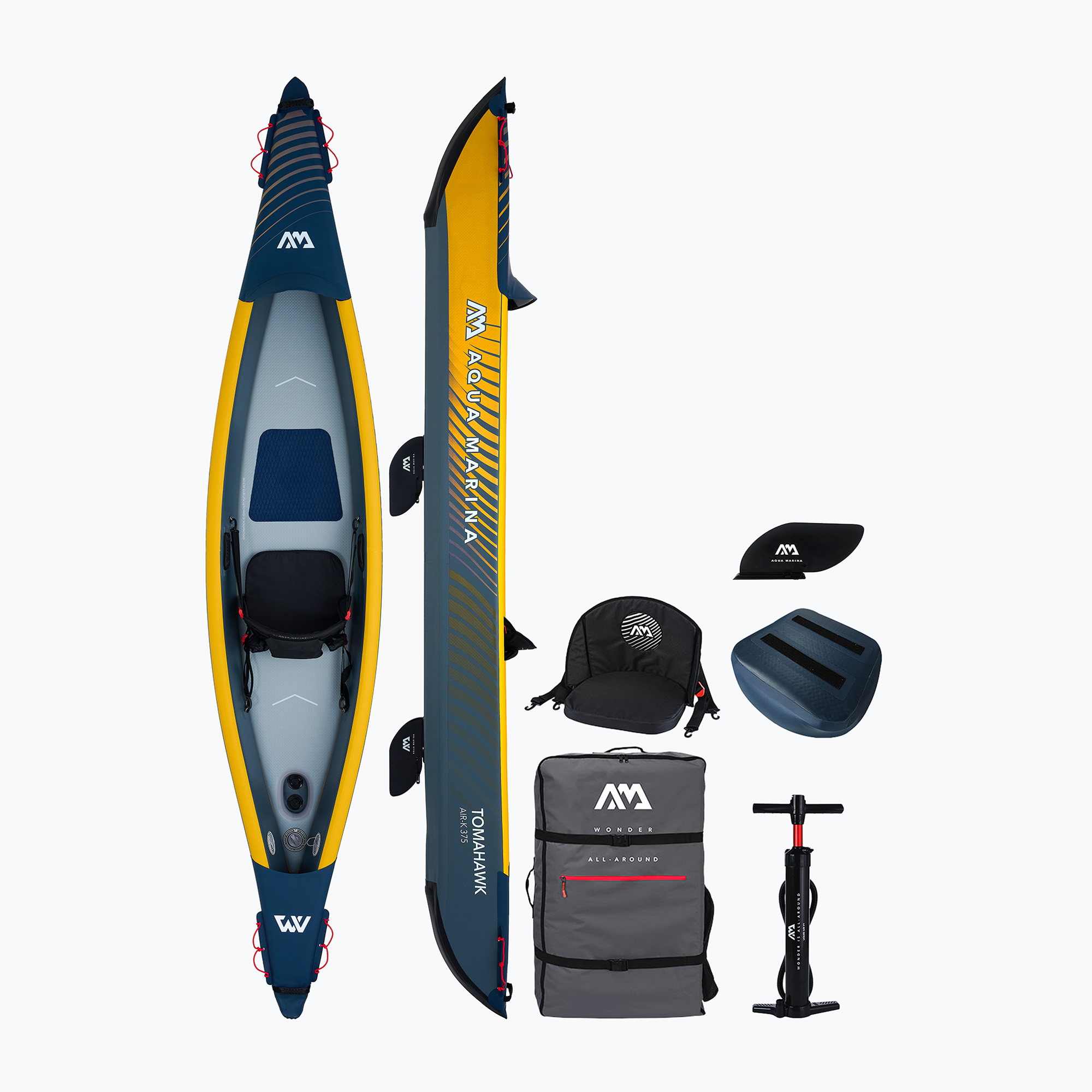 Aqua Marina Tomahawk AIR-K 375 kayak gonfiabile ad alta pressione per 1 persona (375 x 72 cm) (Tomahawk AIR-K 375)