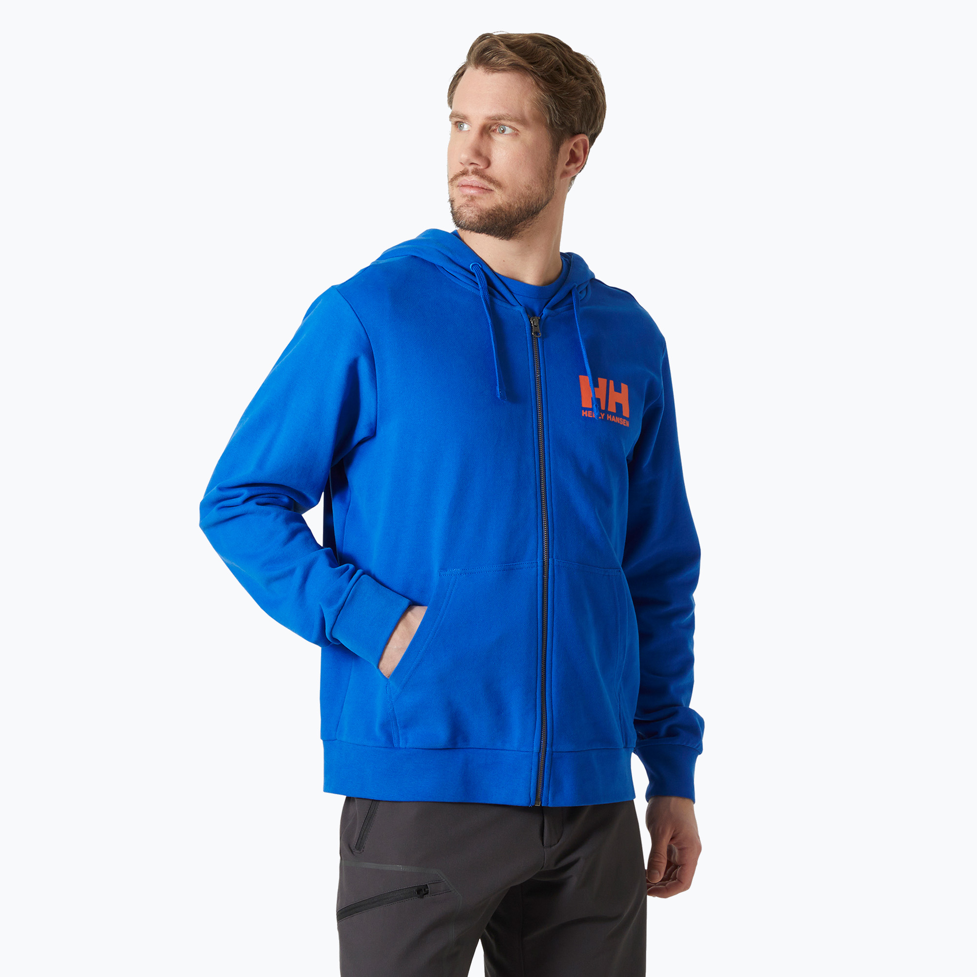 Felpa uomo Helly Hansen HH Logo Full Zip Hoodie 2.0 cobalto 2.0 (L) (HH Logo Full Zip Hoodie 2.0 30393_543)