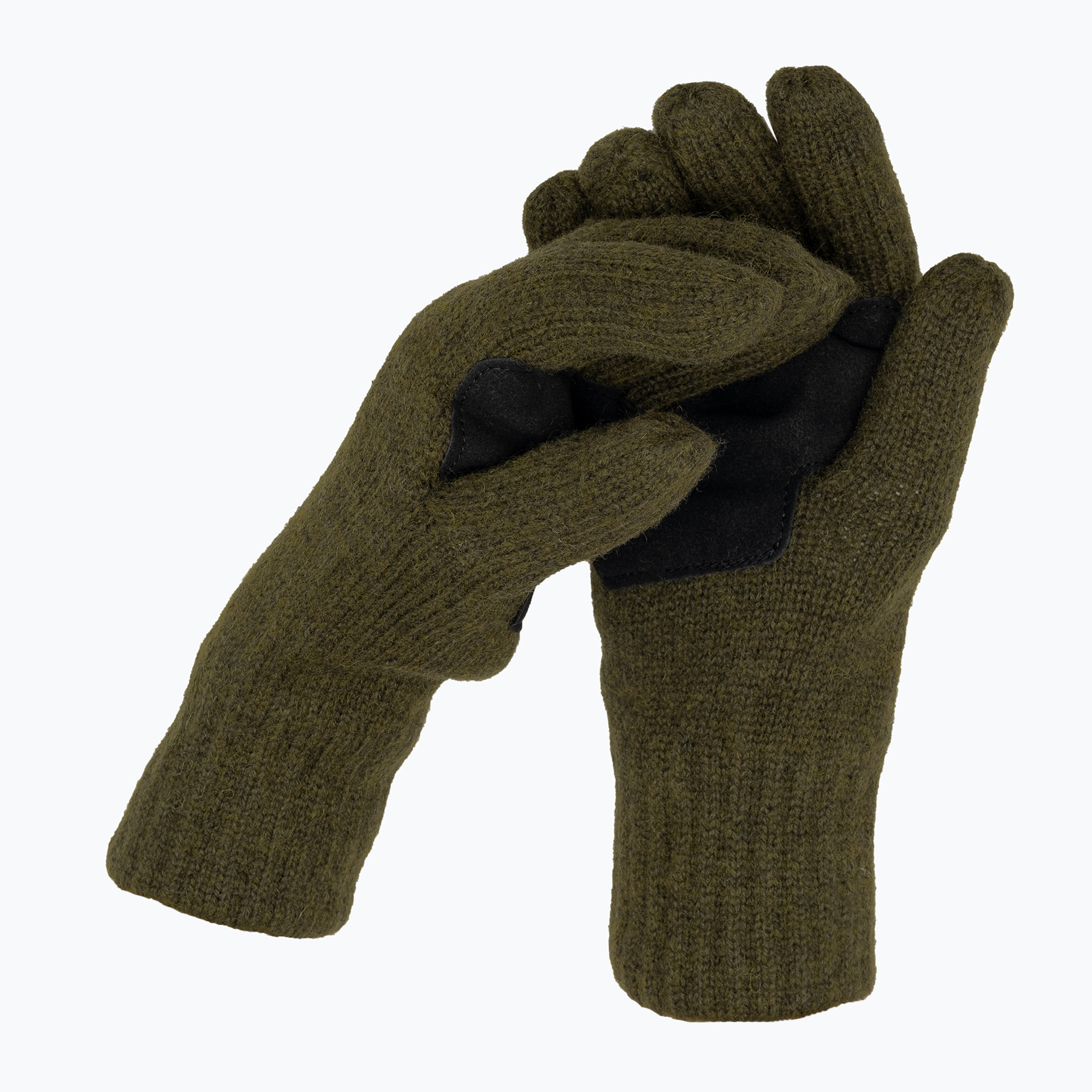 Guanti da trekking in lana lavorata a maglia Pinewood verde muschio (M-L) (Knitted Wool 1-1122)