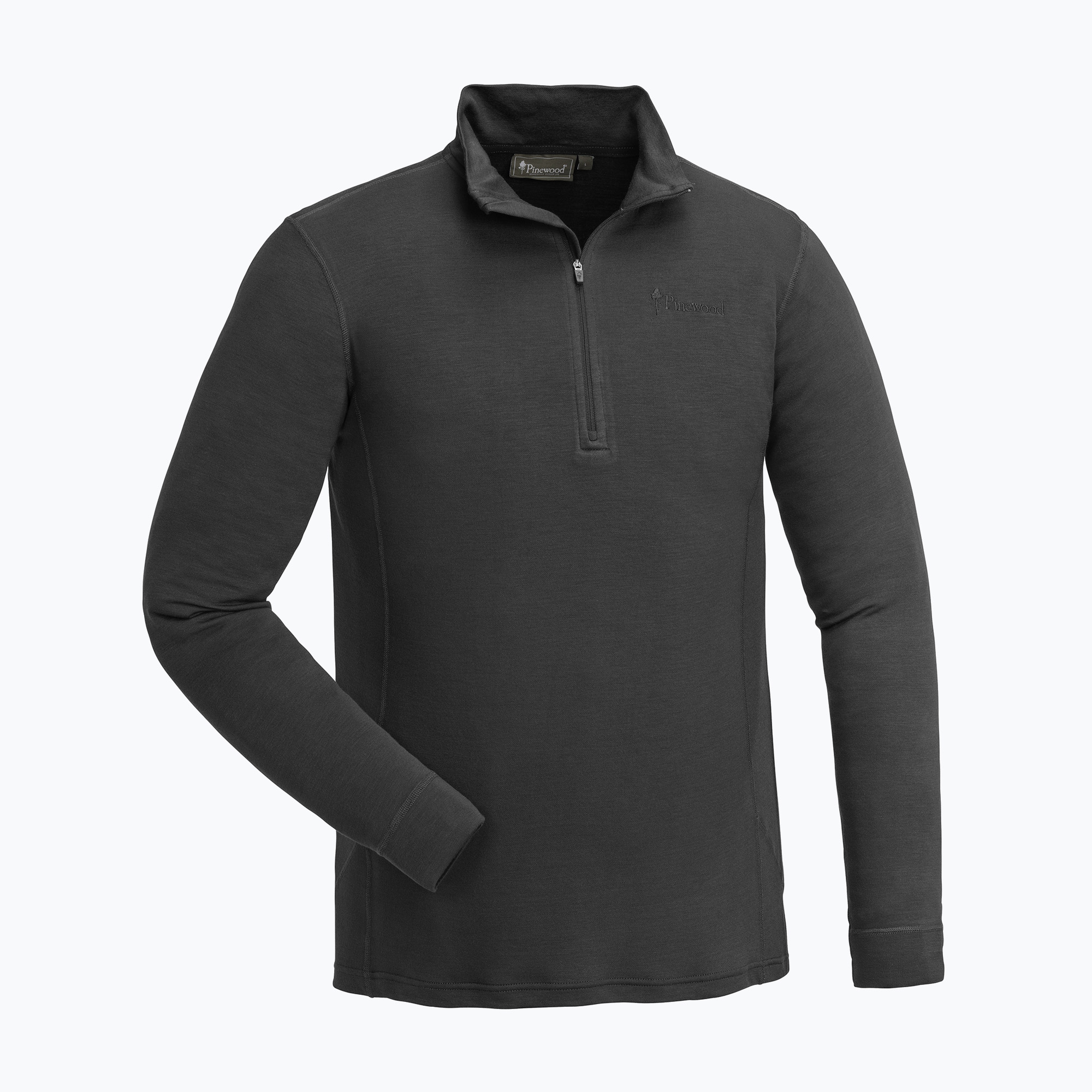 Felpa termica da uomo Pinewood Abisko Merino Base Layer Half Zip nero fumo (L) (Abisko Merino Base Layer Half Zip 5406)