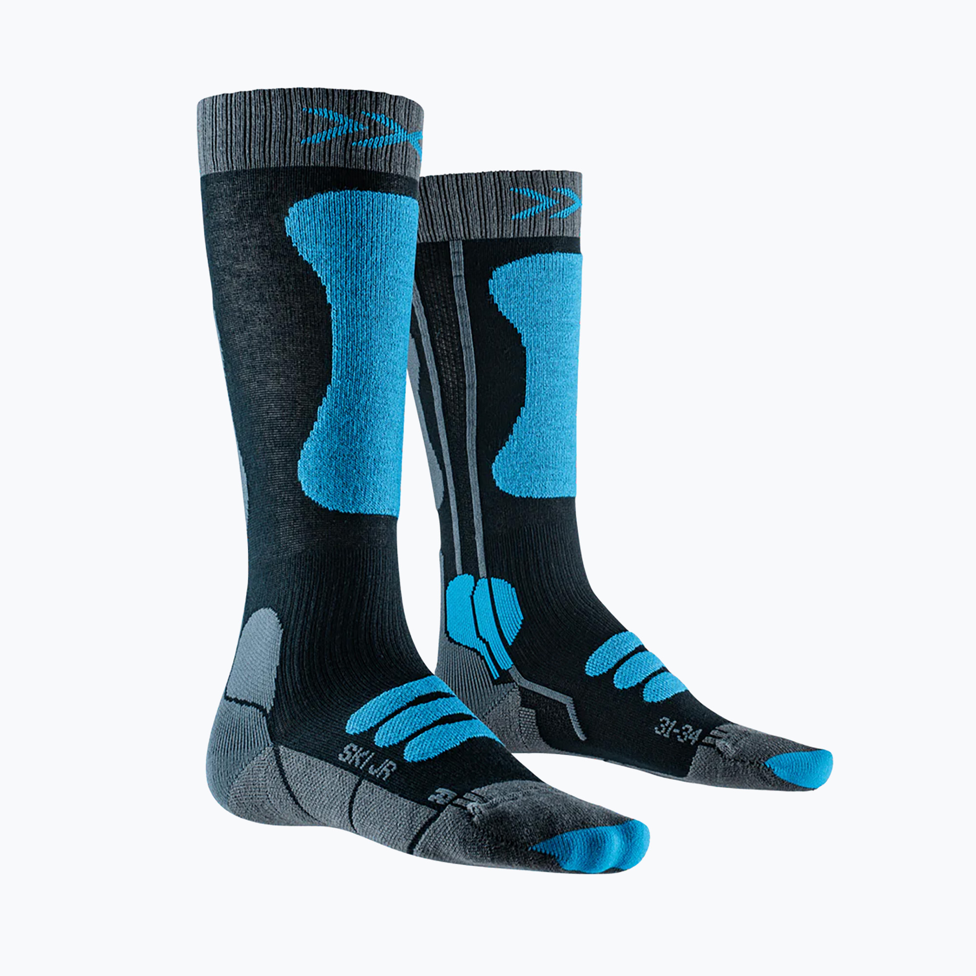 Calzini da sci per bambini X-Socks Ski 4.0 antracite melange/blu galattico (31-34 EU) (Ski 4.0 SS00W19J)