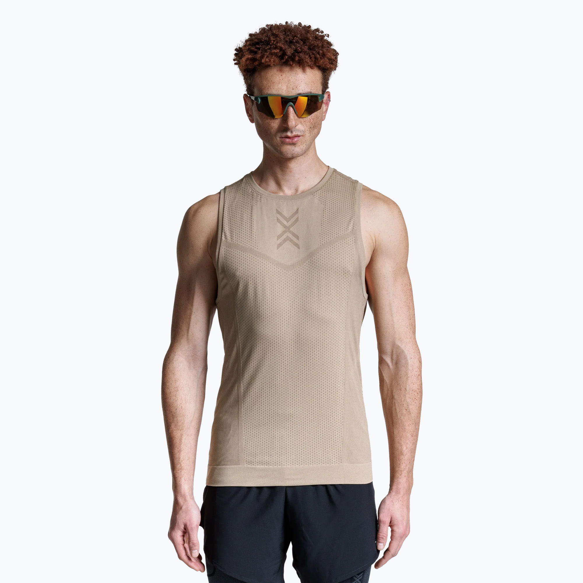 Canotta da corsa X-Bionic Xceed Run sabbia/ sabbia scura da uomo (S) (Xceed Run Tank Top XCRTTTS25M)