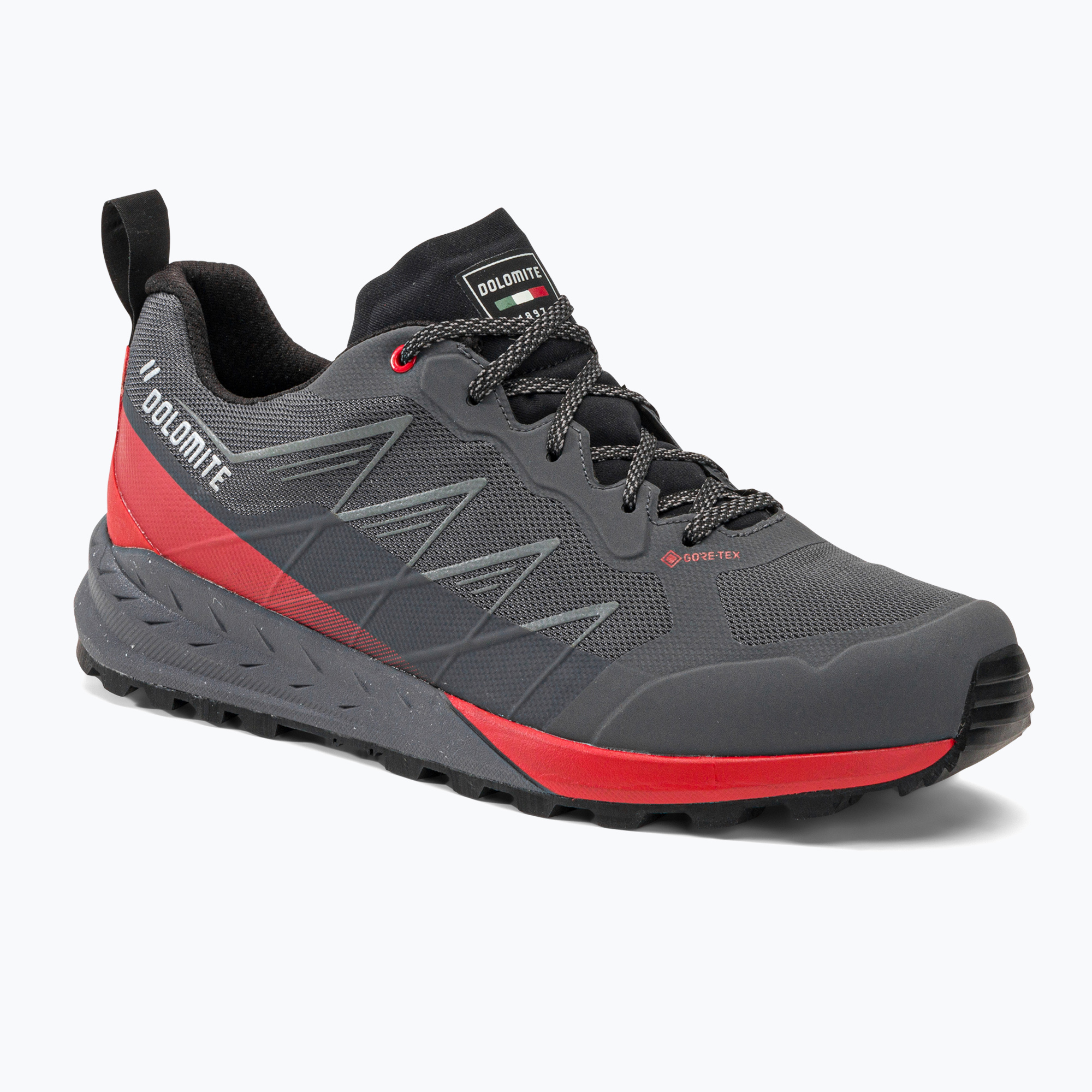 Scarponi da trekking Dolomite da uomo Croda Nera Tech GTX grigio antracite/rosso fuoco (44.5 (10 UK)) (Croda Nera Tech GTX 296273)