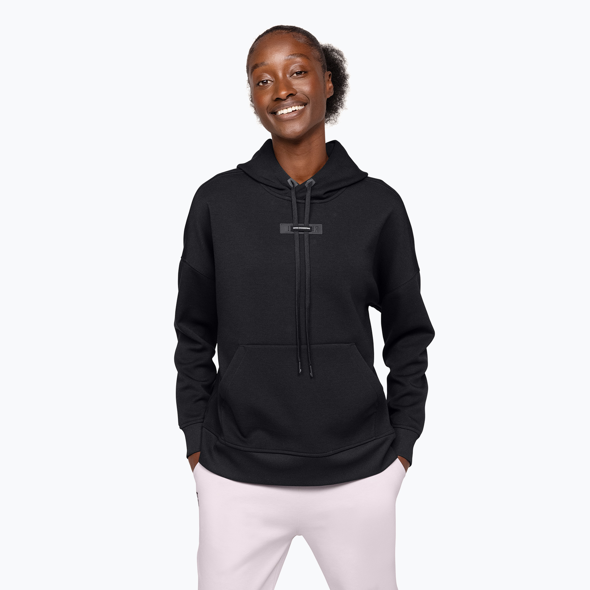 Felpa con cappuccio On Running donna, nero (L) (Hoodie 1WE11790553)