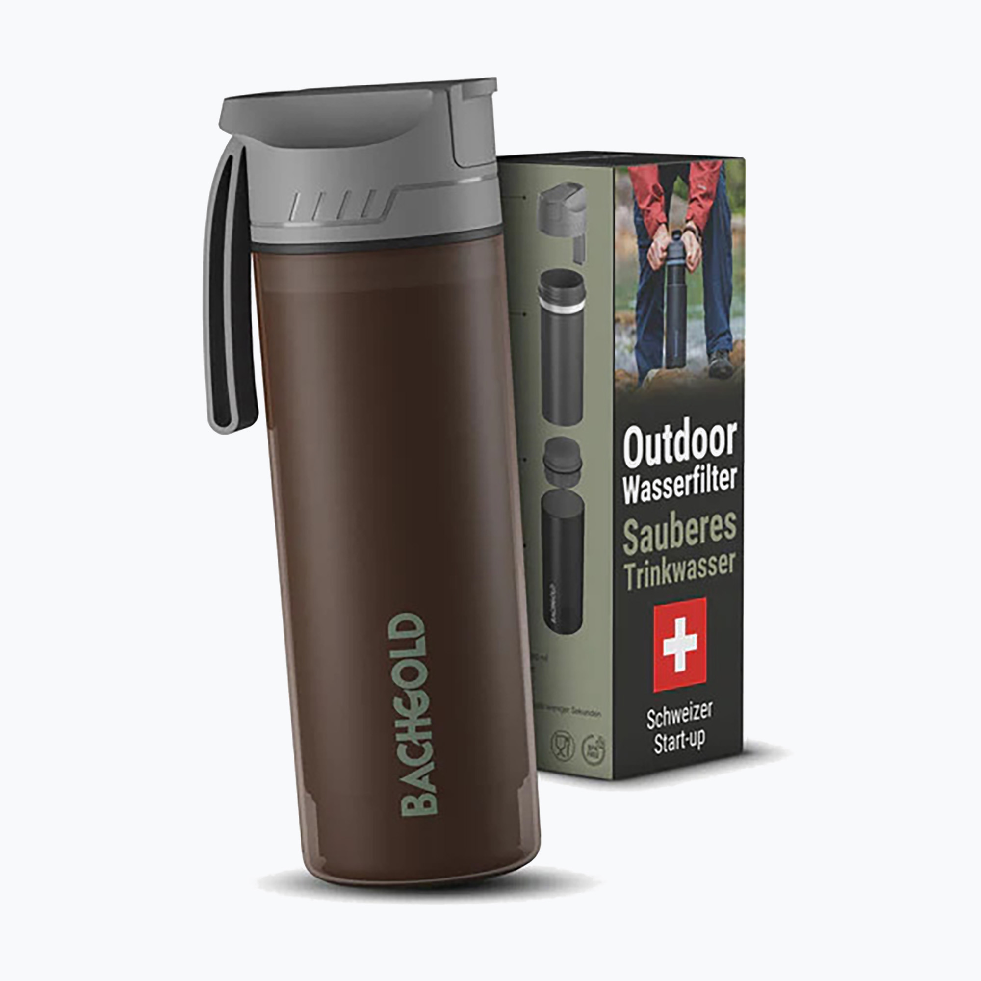 Bachgold Selfpress Waterfilter bottiglia da viaggio 500 ml marrone
