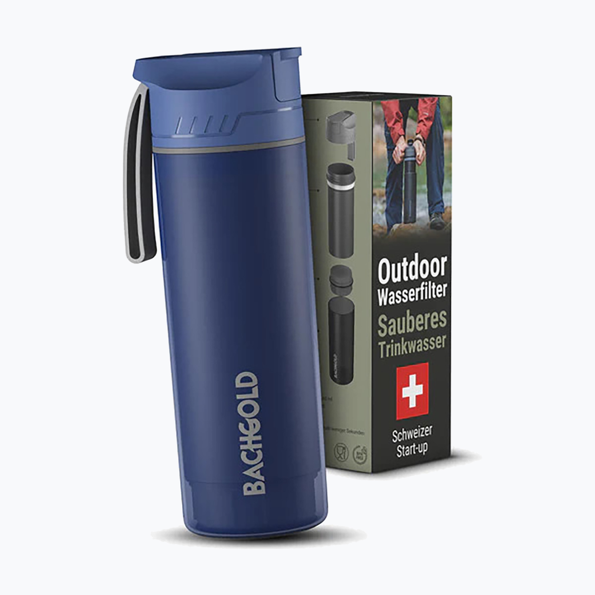 Bachgold Selfpress Waterfilter bottiglia da viaggio 500 ml blu (650 ml) (Selfpress Waterfilter BACHBID650)