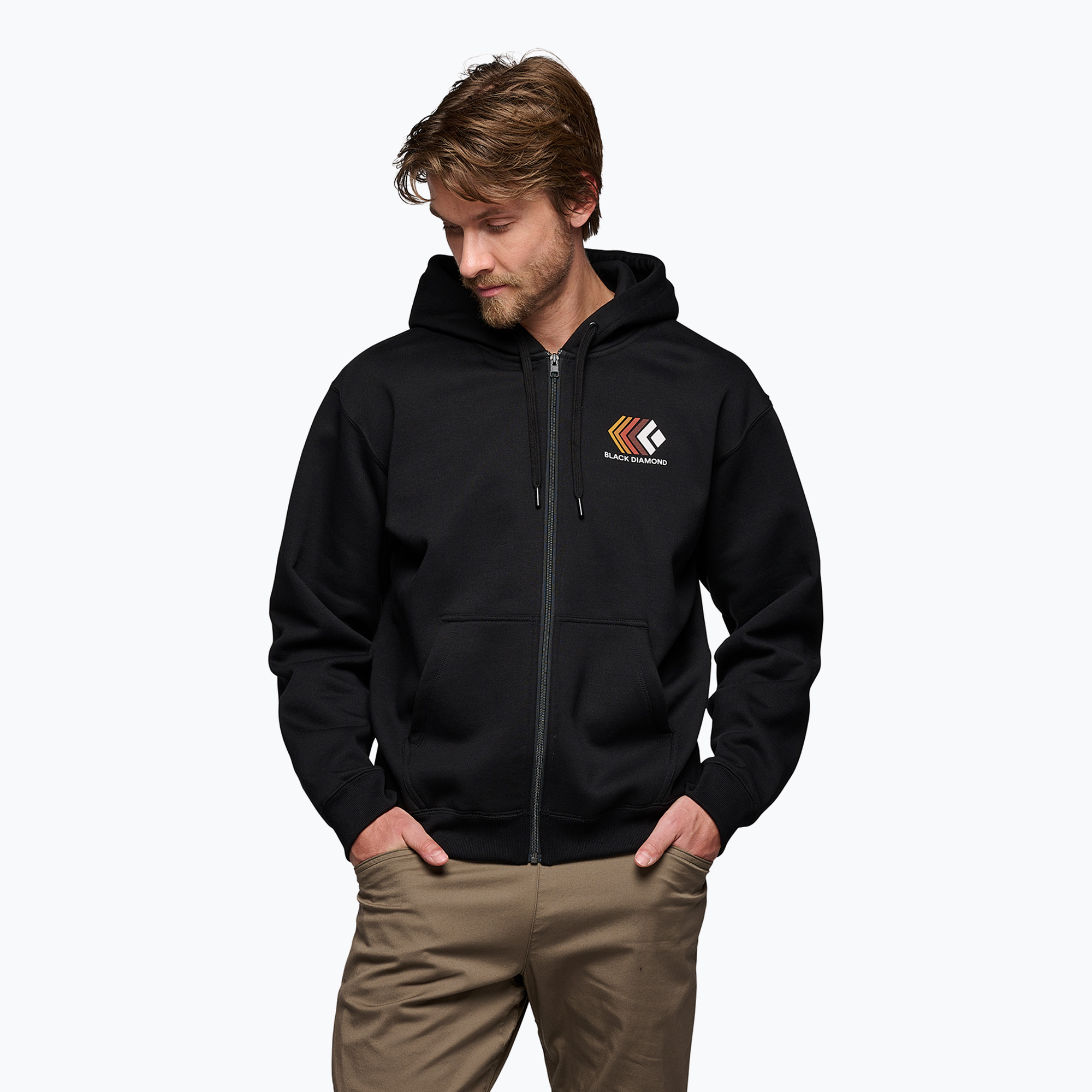 Felpa con cappuccio da uomo Black Diamond Faded Full Zip nero (L) (Faded Full Zip Hoody AP752439)