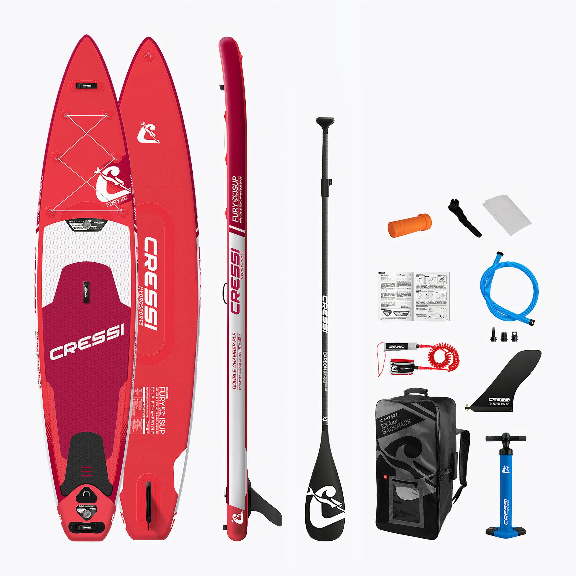Cressi Fury Touring DC iSUP 12'2'' rosso tavola da SUP (374 cm) (Fury Touring DC iSUP NA051280)