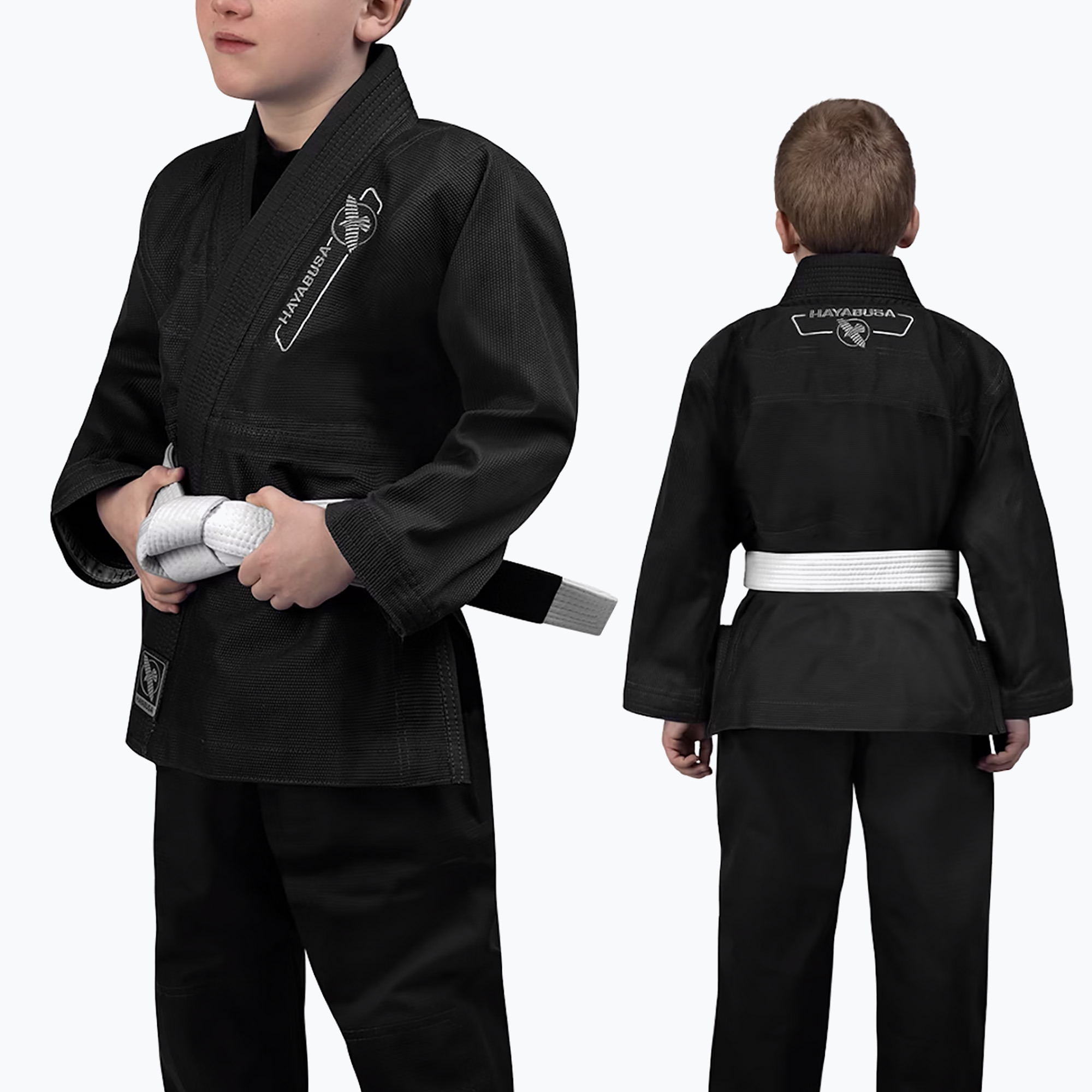 GI per bambini Brazilian jiu-jitsu Hayabusa Essential nero (Y4) (Essential YEPWJJG-BK)