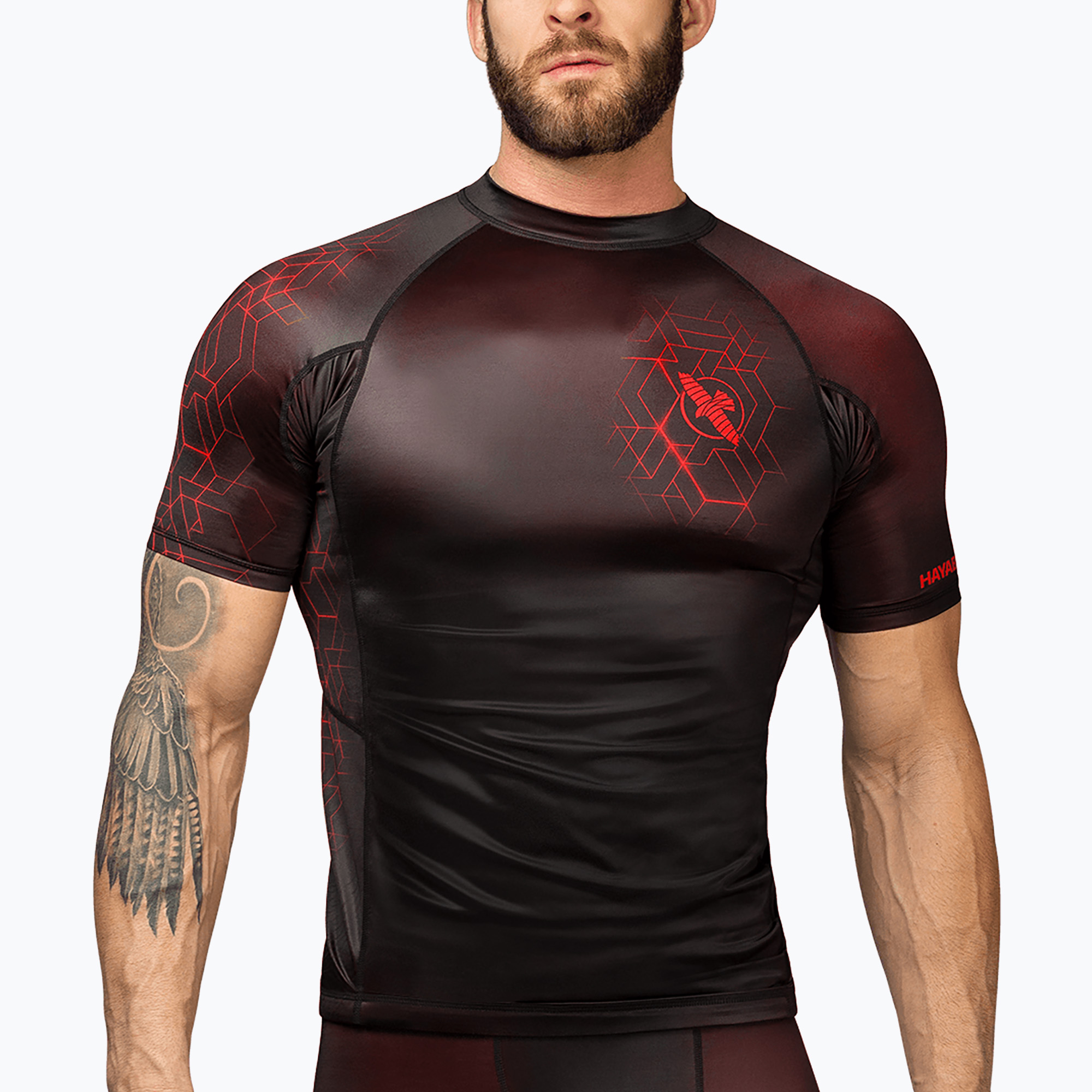 Hayabusa Geo Rashguard Uomo manica corta rosso (XXL) (Geo Rashguard Shortsleeve RG03-SS-R)