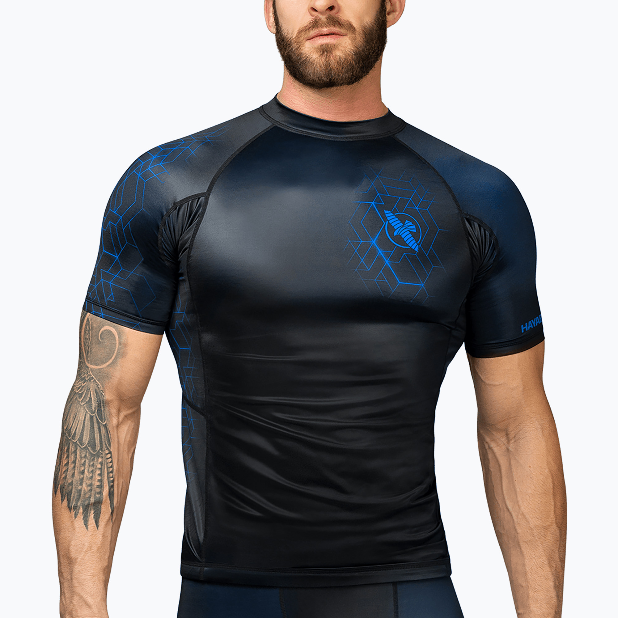 Hayabusa Geo Rashguard Uomo manica corta blu (S) (Geo Rashguard Shortsleeve RG03-SS-BL)