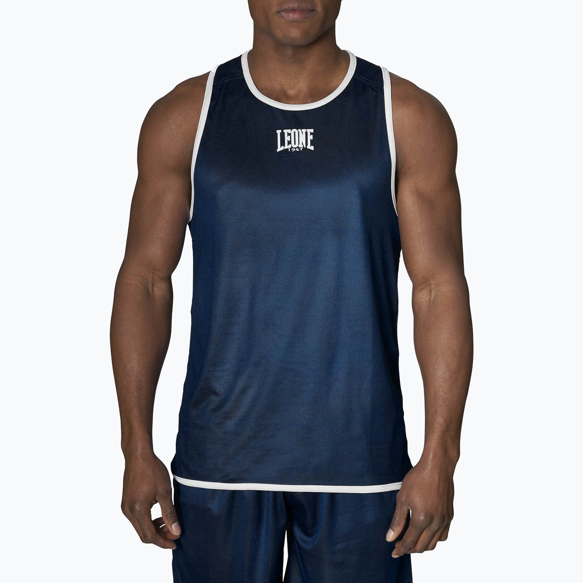 Canotta da allenamento da uomo LEONE 1947 Double Face Boxing Singlet blu/rosso (XXL) (Double Face Boxing Singlet AB214)