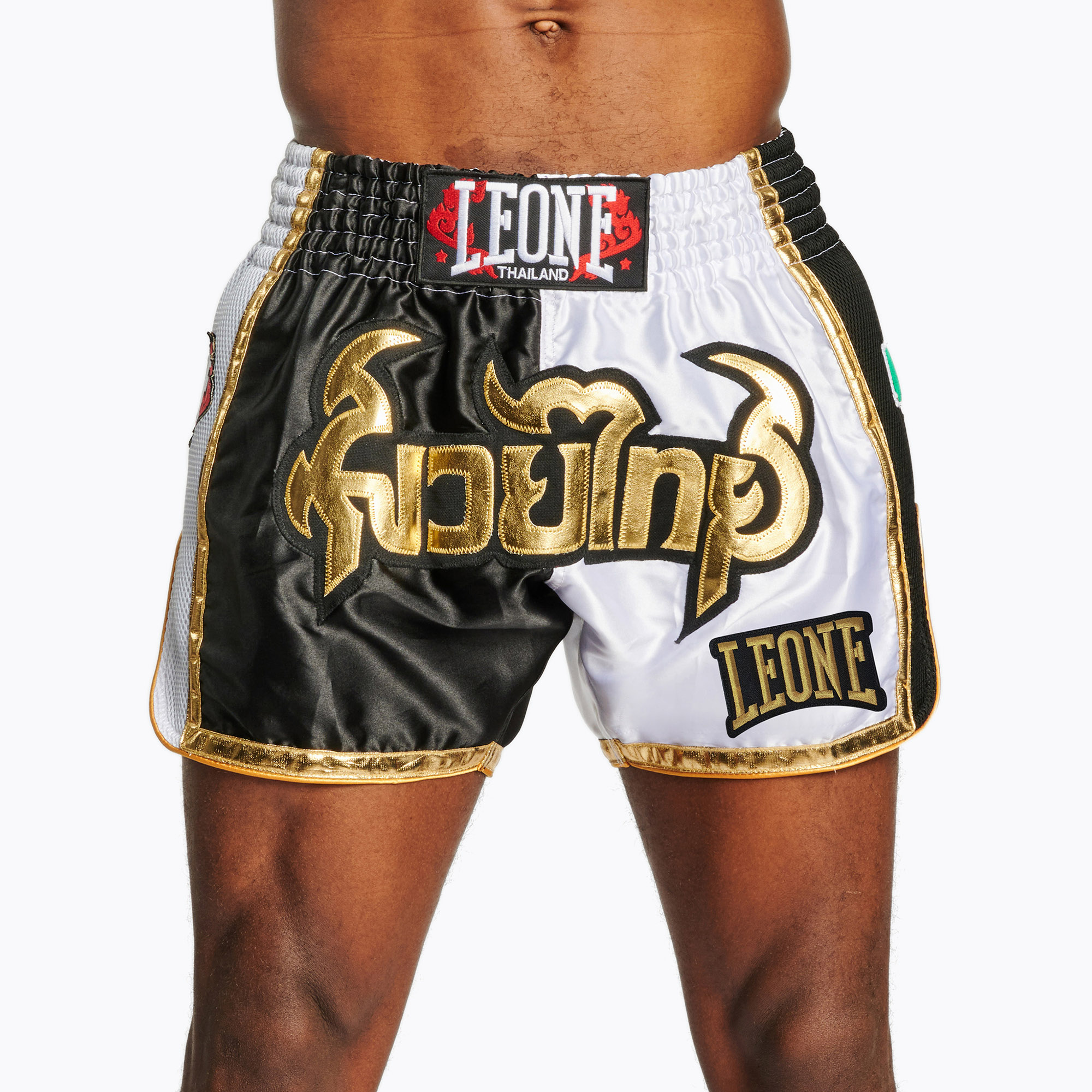 Pantaloncini da allenamento da uomo LEONE 1947 Siam Thai nero/bianco (M) (Siam Thai AB875)