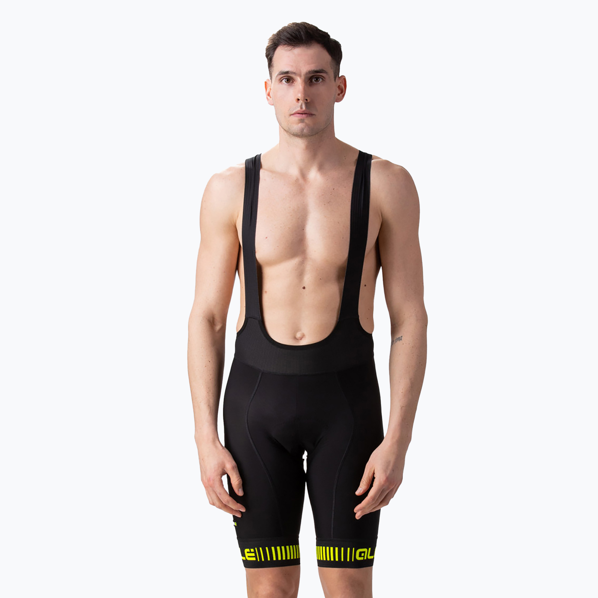Pantaloncini Alé Strada da uomo nero/giallo fluo (3XL) (Strada Bibshorts L15054018)