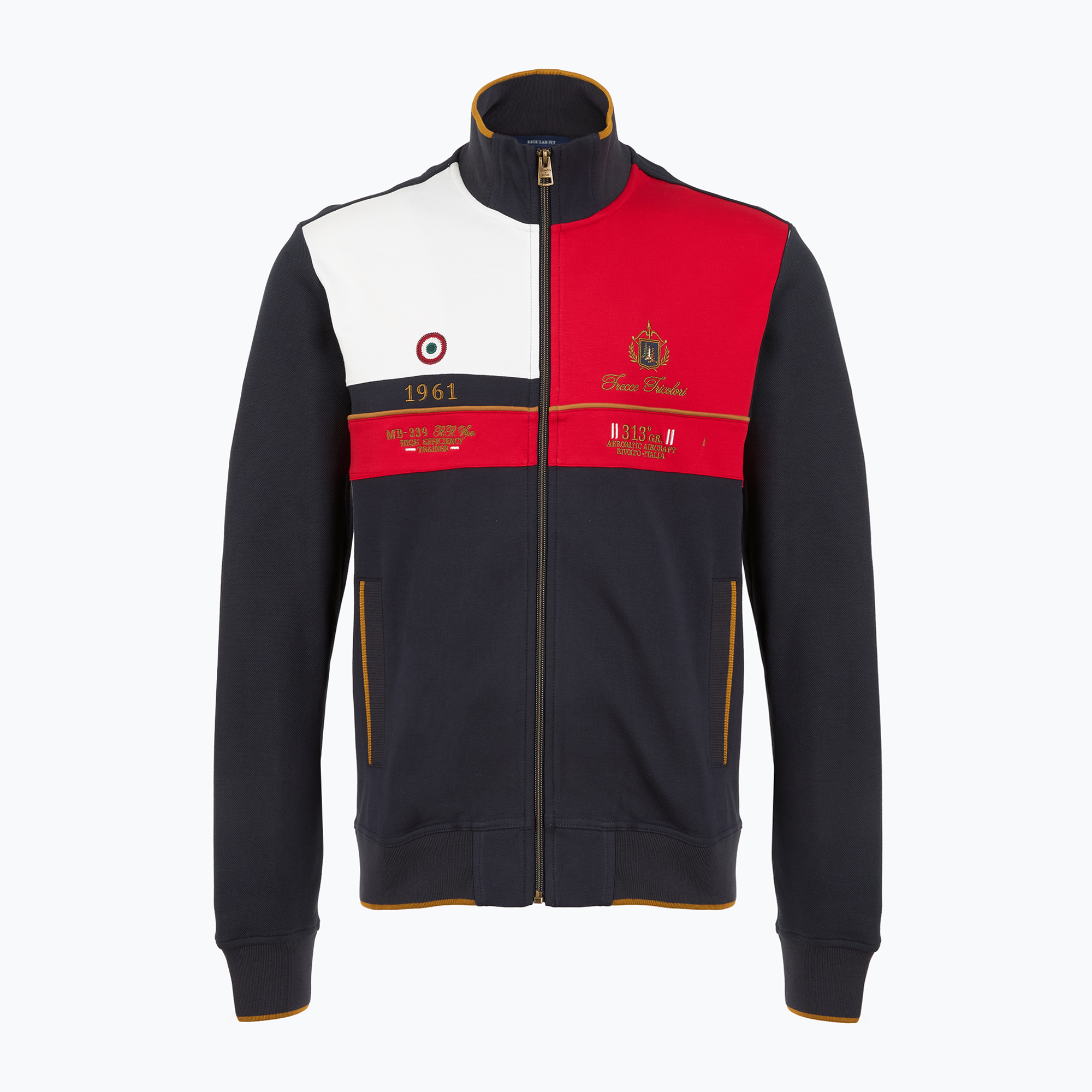 Felpa Aeronautica Militare uomo 251FE2011P350 blu navy/rosso tango/bianco sporco