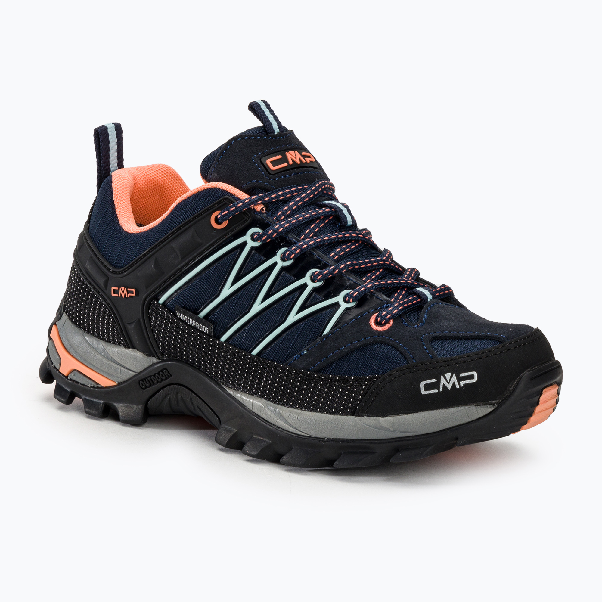 Stivali da trekking CMP da donna Rigel Low blu/giada/pesca (36 EU) (Rigel Low Wp 3Q54456/92AD)