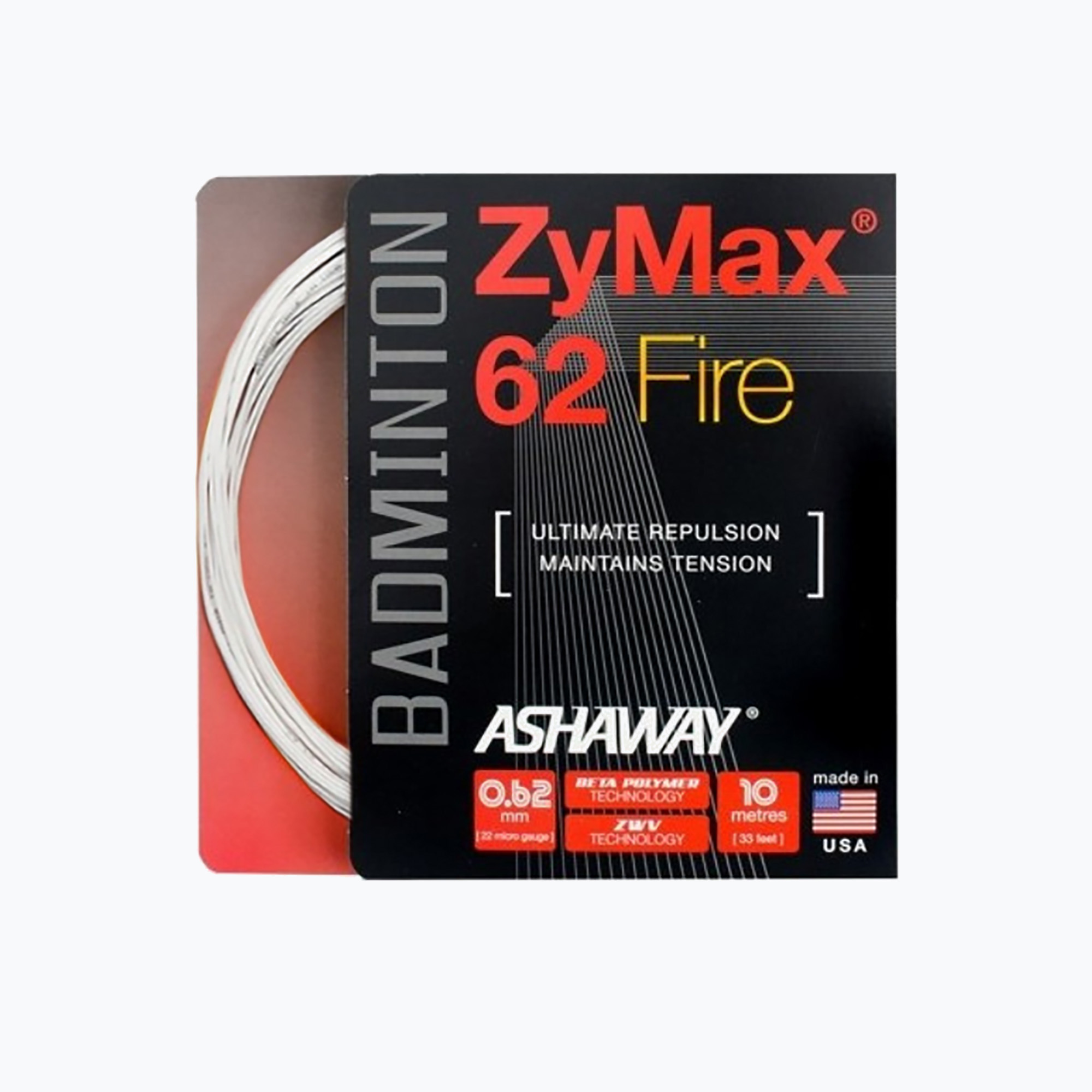 ASHAWAY ZyMax 62 Fire corda da badminton - set bianco (0.62 mm) (ZyMax 62 Fire - set A14140)