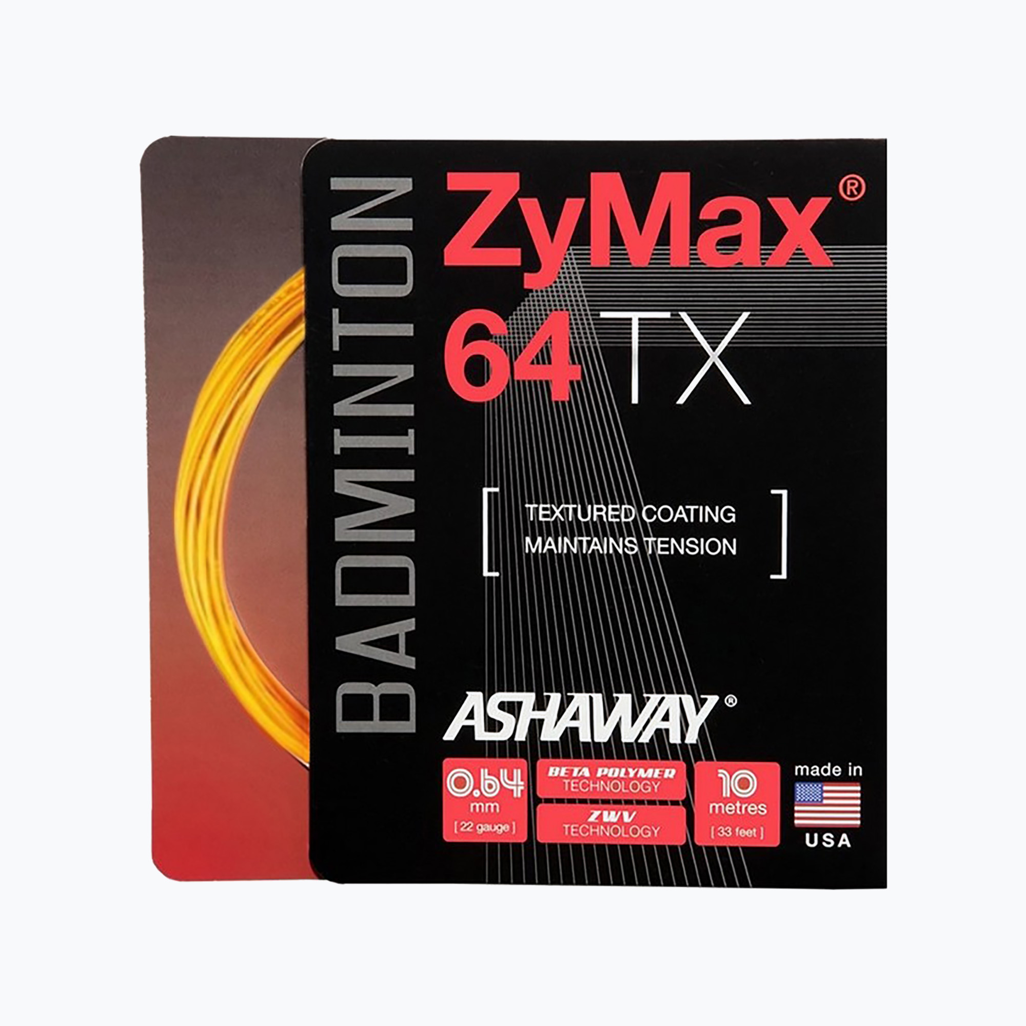 Corda da badminton ASHAWAY ZyMax 64 TX - set arancio (0.64 mm) (ZyMax 64 TX - set A145031)