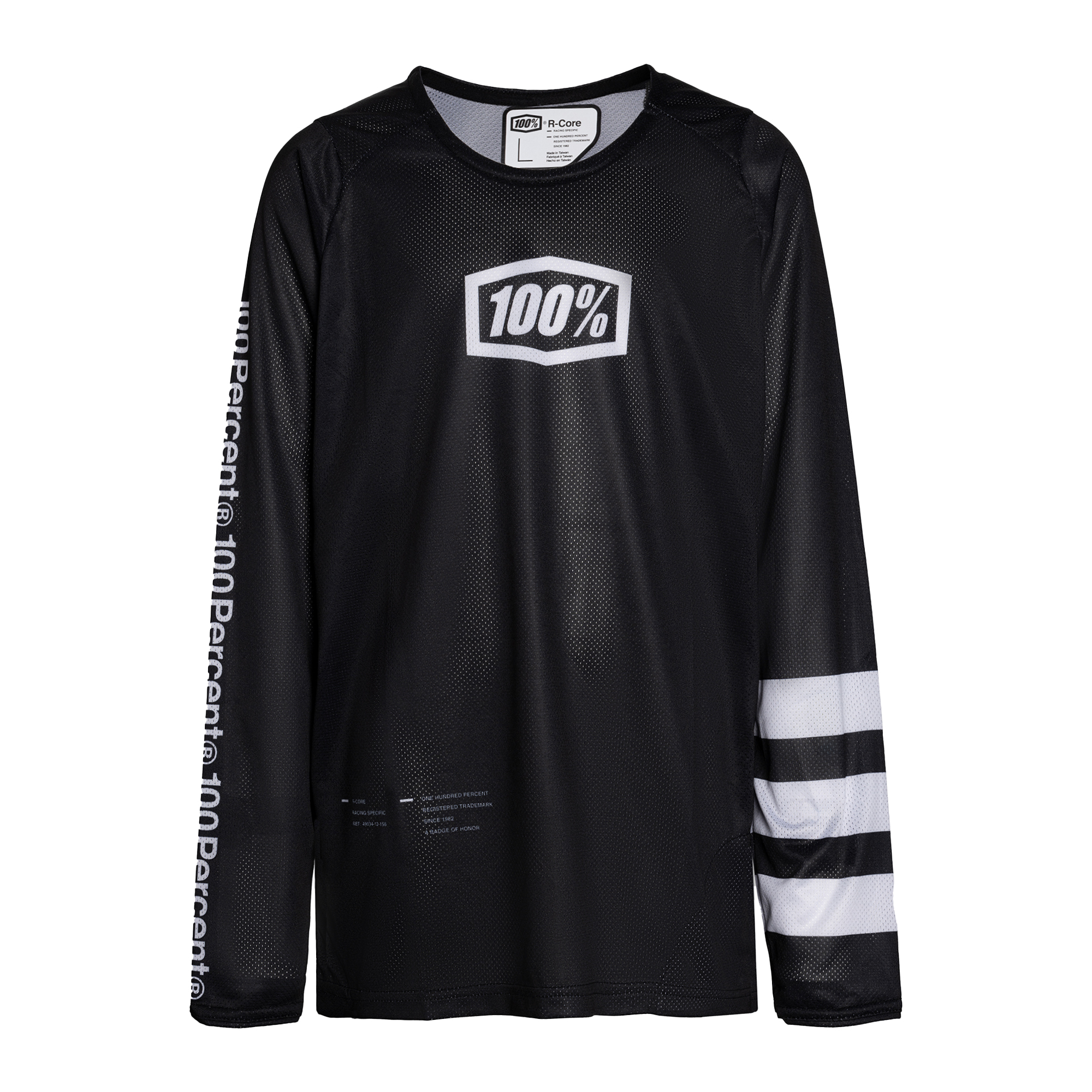 Maglia ciclismo bambino manica lunga 100% R-Core Youth nero bianco (M) (R-Core Youth 46101-011)