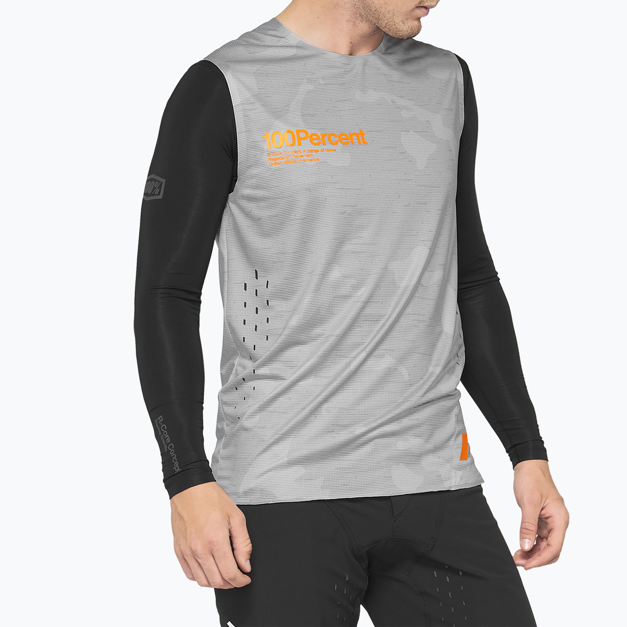 Canotta ciclismo uomo 100% R-Core Concept senza maniche grigio camo (S) (R-Core Concept Sleeveless 40003-00007)