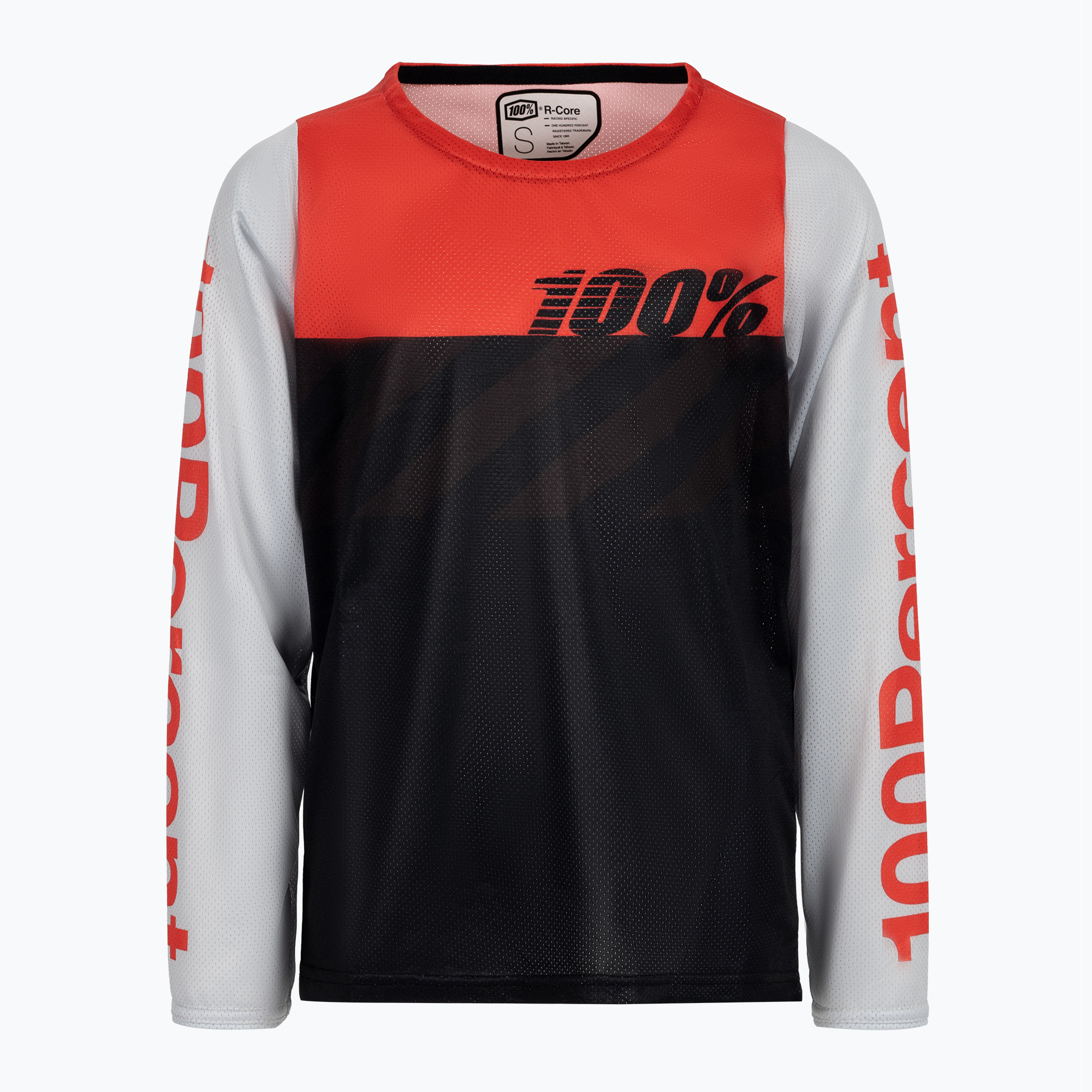 Maniche lunghe da ciclismo per bambini 100% R-Core nero/rosso racer (L) (R-Core Youth 40008-00003)