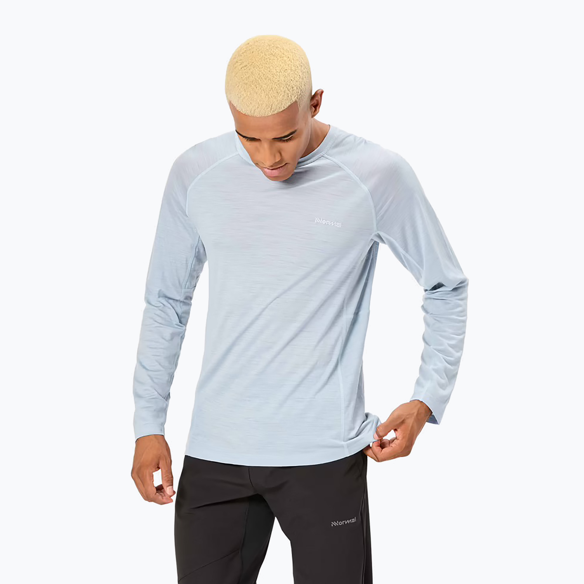 Manica lunga da running NNormal Merino blu da uomo (XL) (Merino N2CMML1-002)