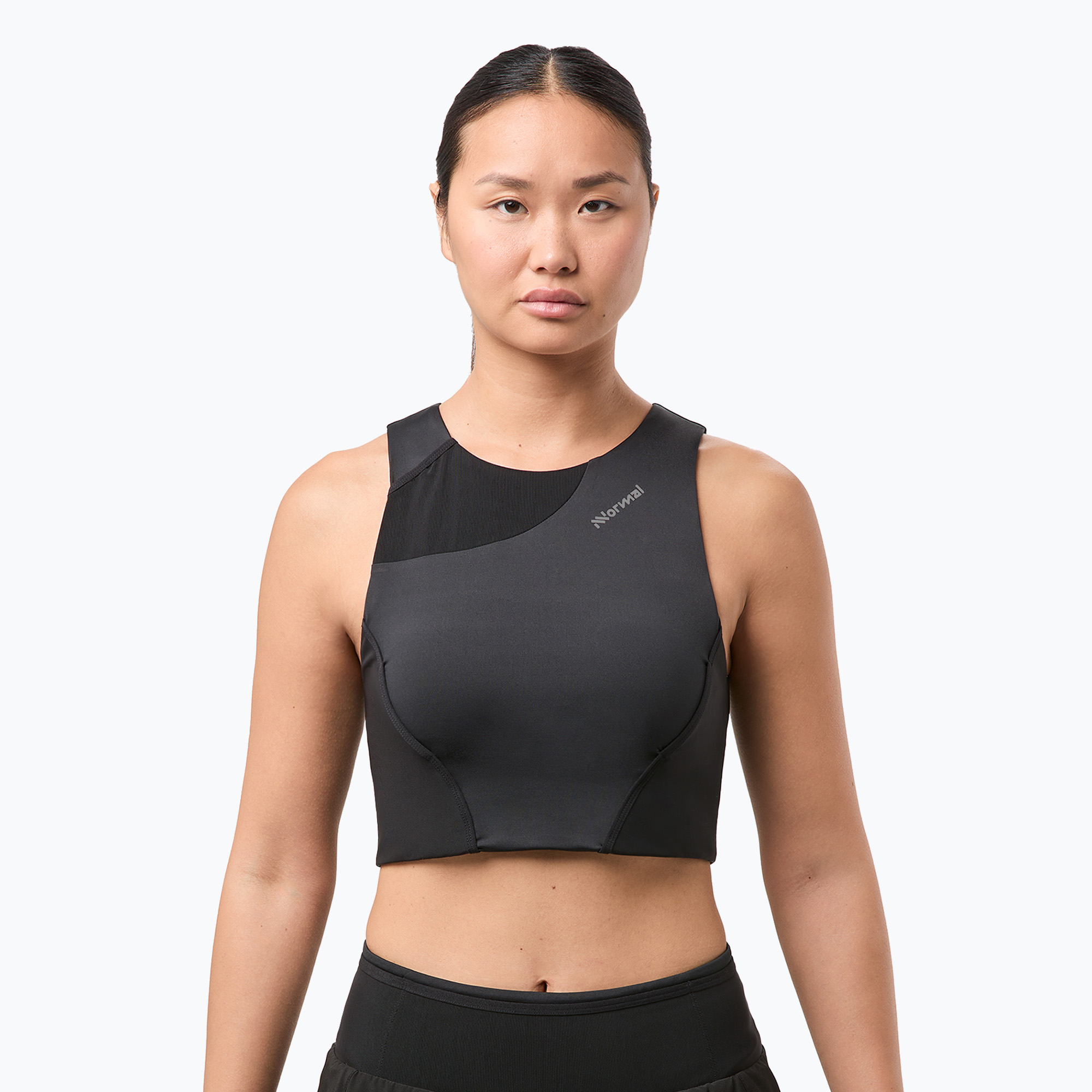 Canotta da corsa donna NNormal Trail Cropped Top nero (M) (Trail Cropped Top N2CWTB1)