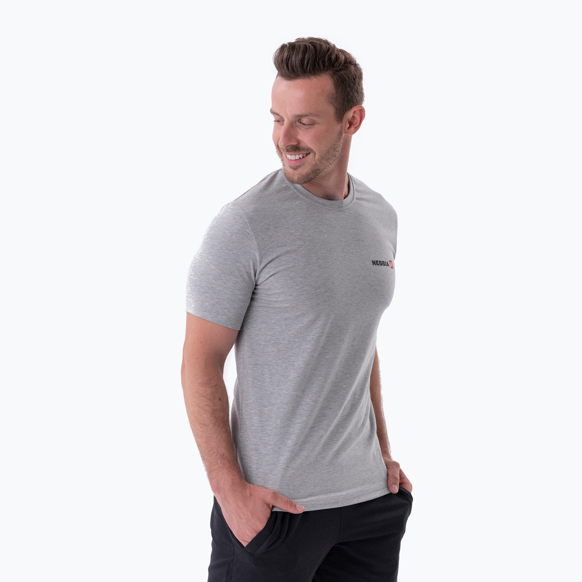 NEBBIA Maglietta da allenamento uomo Minimalist Logo grigio chiaro (XXL) (Minimalist Logo 2910360)