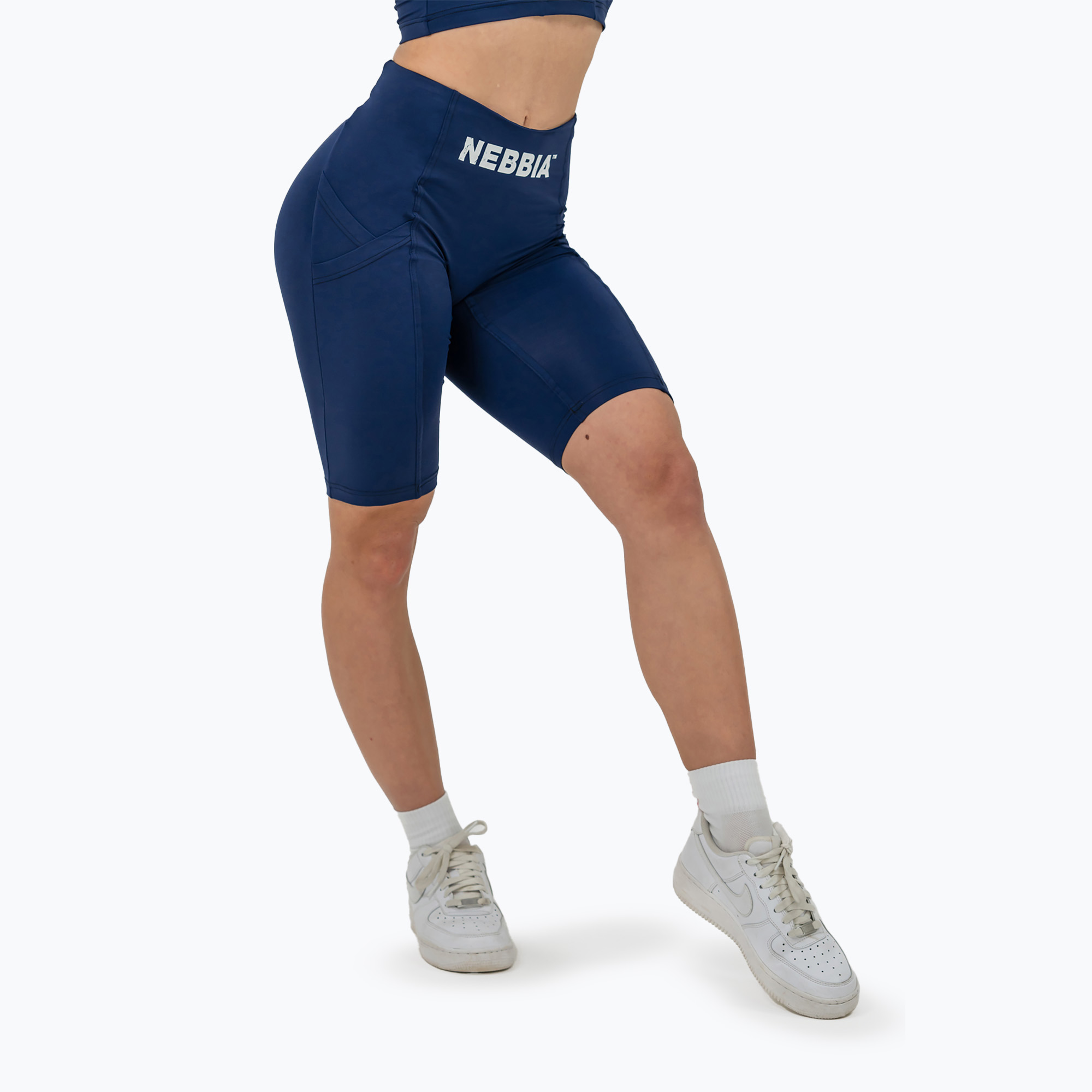 Pantaloncini da donna NEBBIA a vita alta Biker 10′′ Gym Therapy training blu scuro