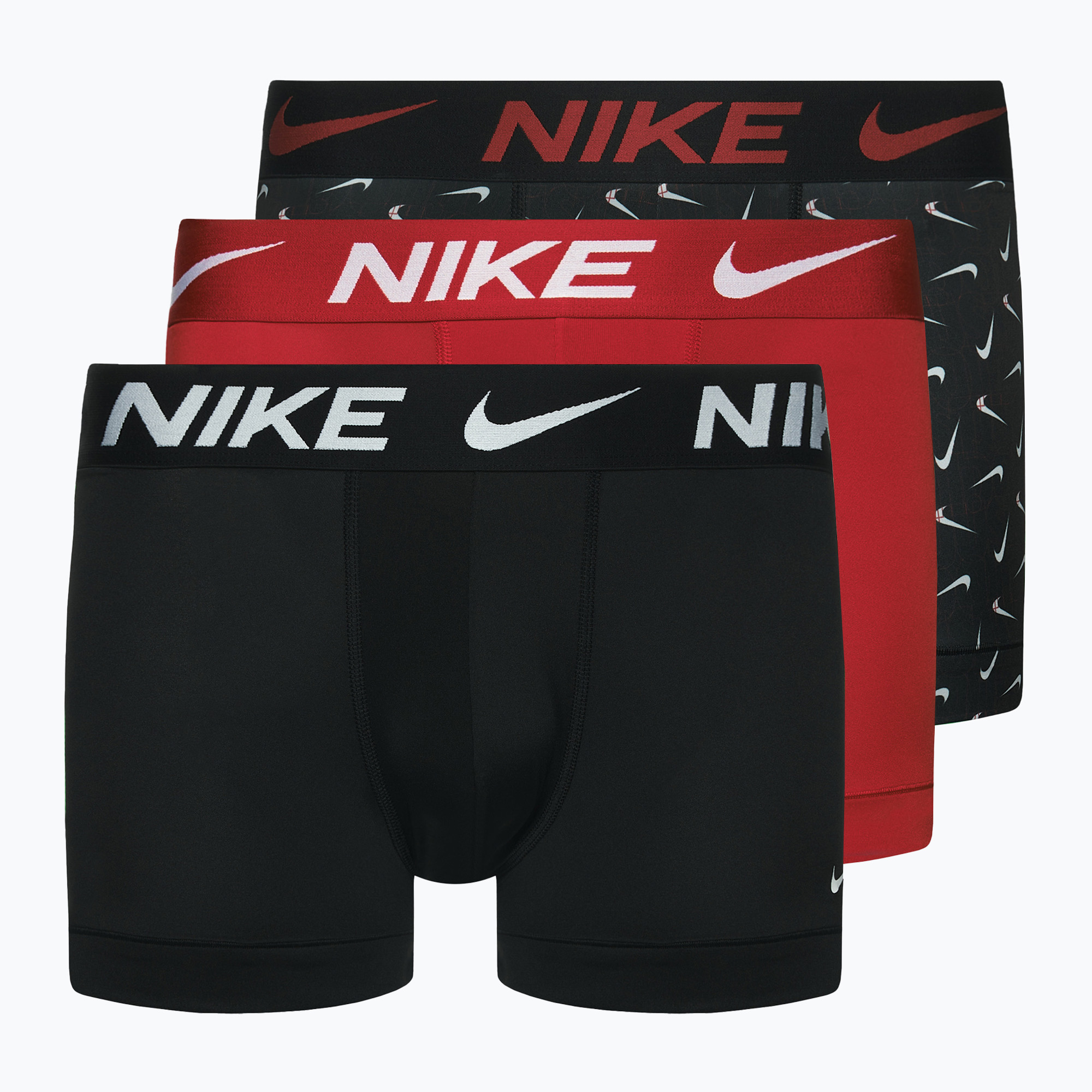 Nike Dri-Fit Essential boxer uomo 3 paia stampa swoosh life/uni rosso/nero (XL) (Dri-Fit Essential PKE1156-GP7)