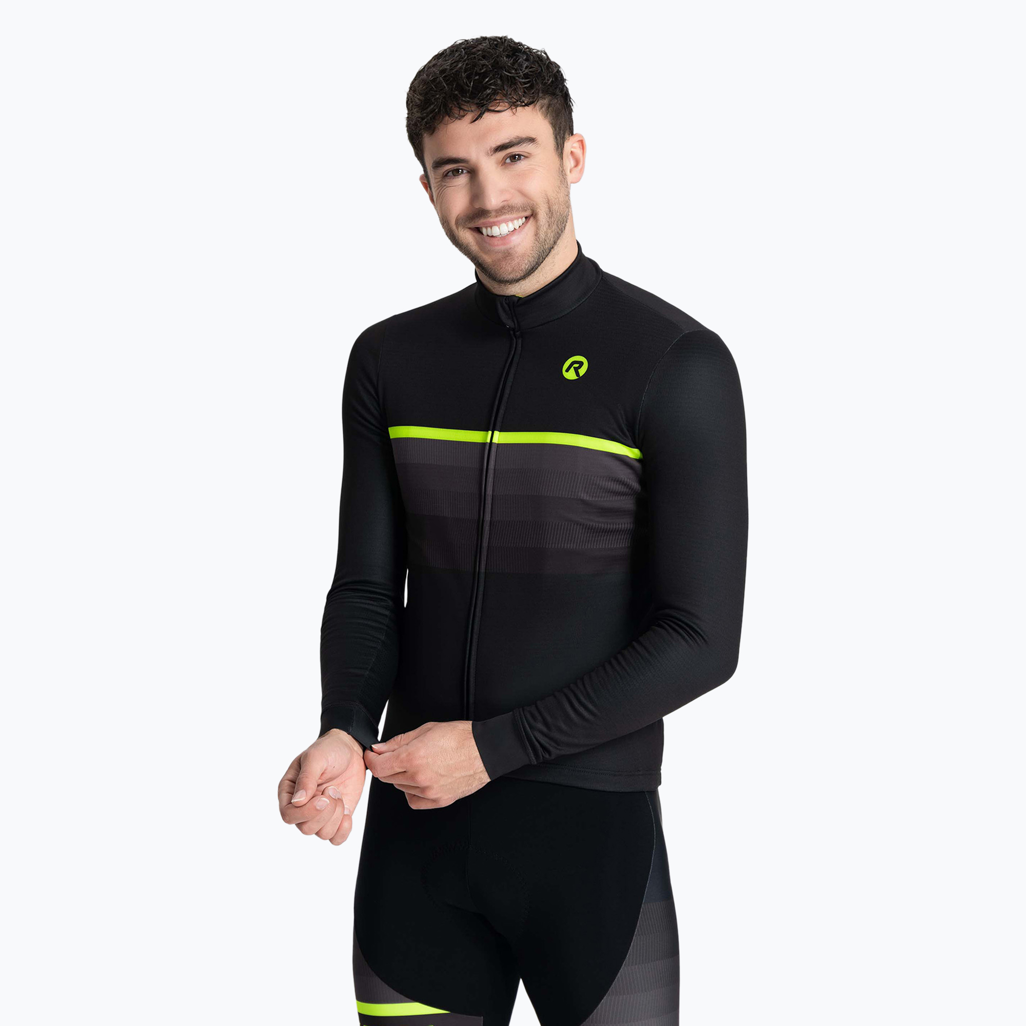 Rogelli Hero II manica lunga ciclismo uomo nero/fluoro (M) (Hero II ROG352415)