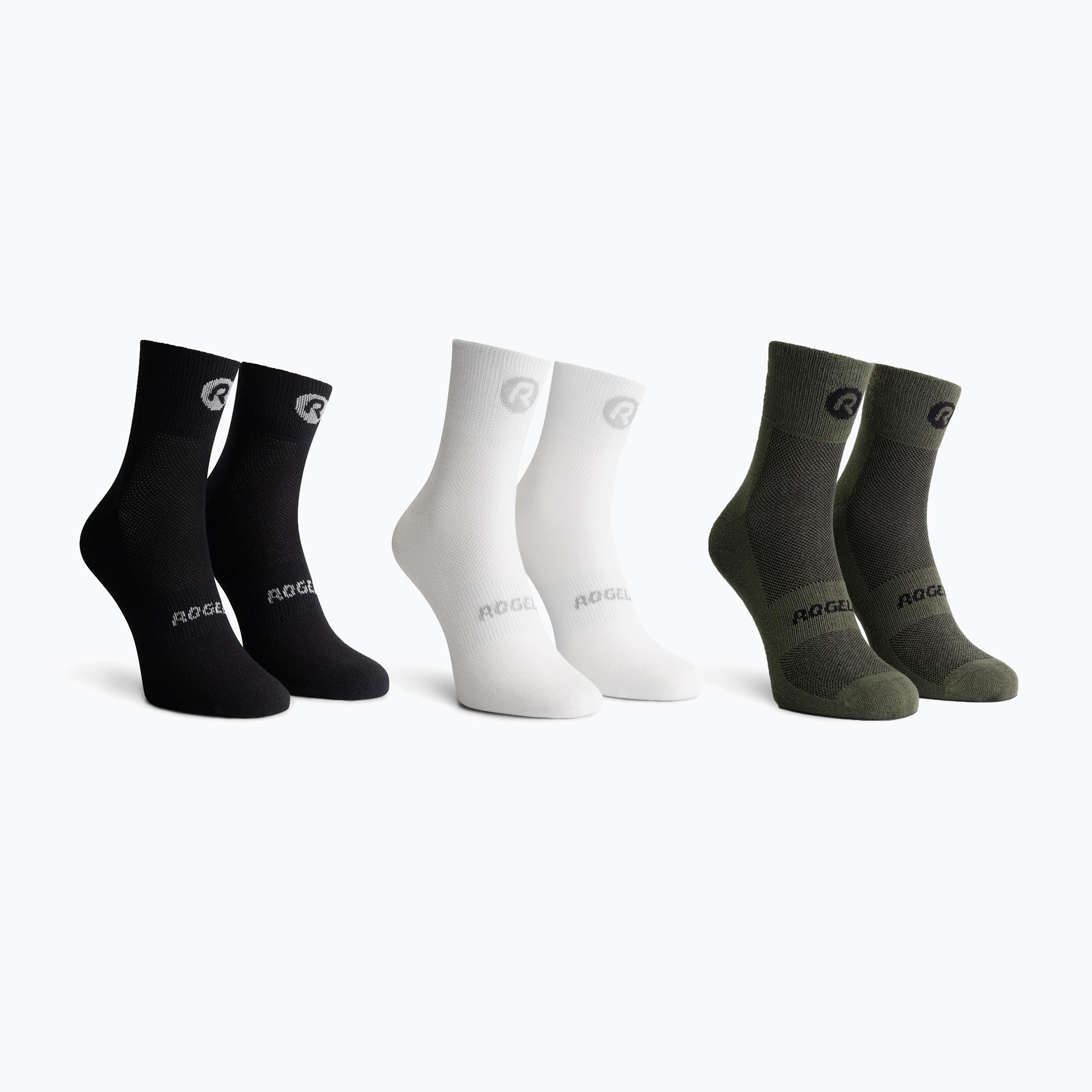 Calzini Rogelli Core Combi 3 paia nero/bianco/verde militare (40-43 EU) (Core Combi 3-pack RC4500000)