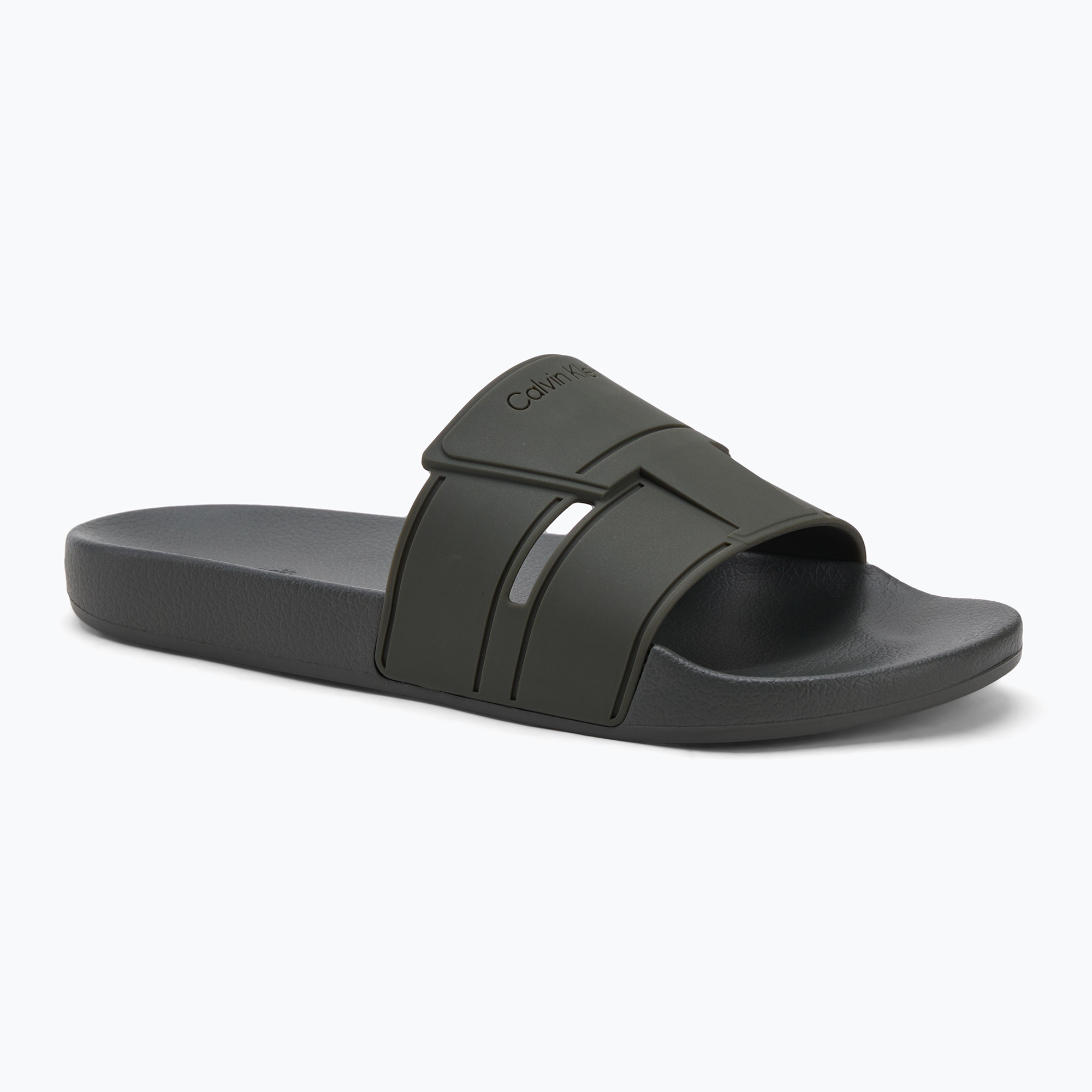 Calvin Klein infradito uomo HM0HM01752 Pool Slide Double T oliva scuro (44 EU) (Pool Slide Double T HM0HM01752LEX)