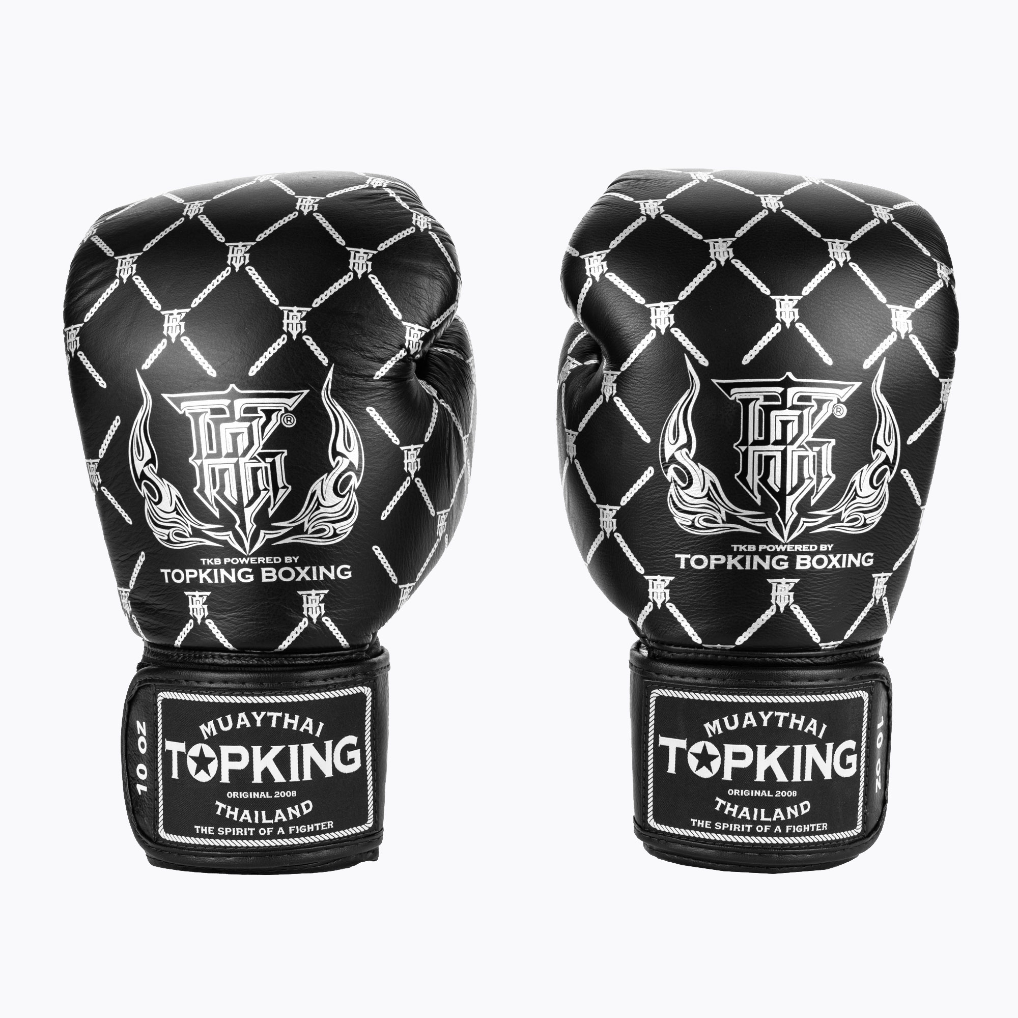 Guantoni da boxe Top King Boxing Chain nero/argento (10 oz) (Boxing Chain TKBGCH-BK-SV)
