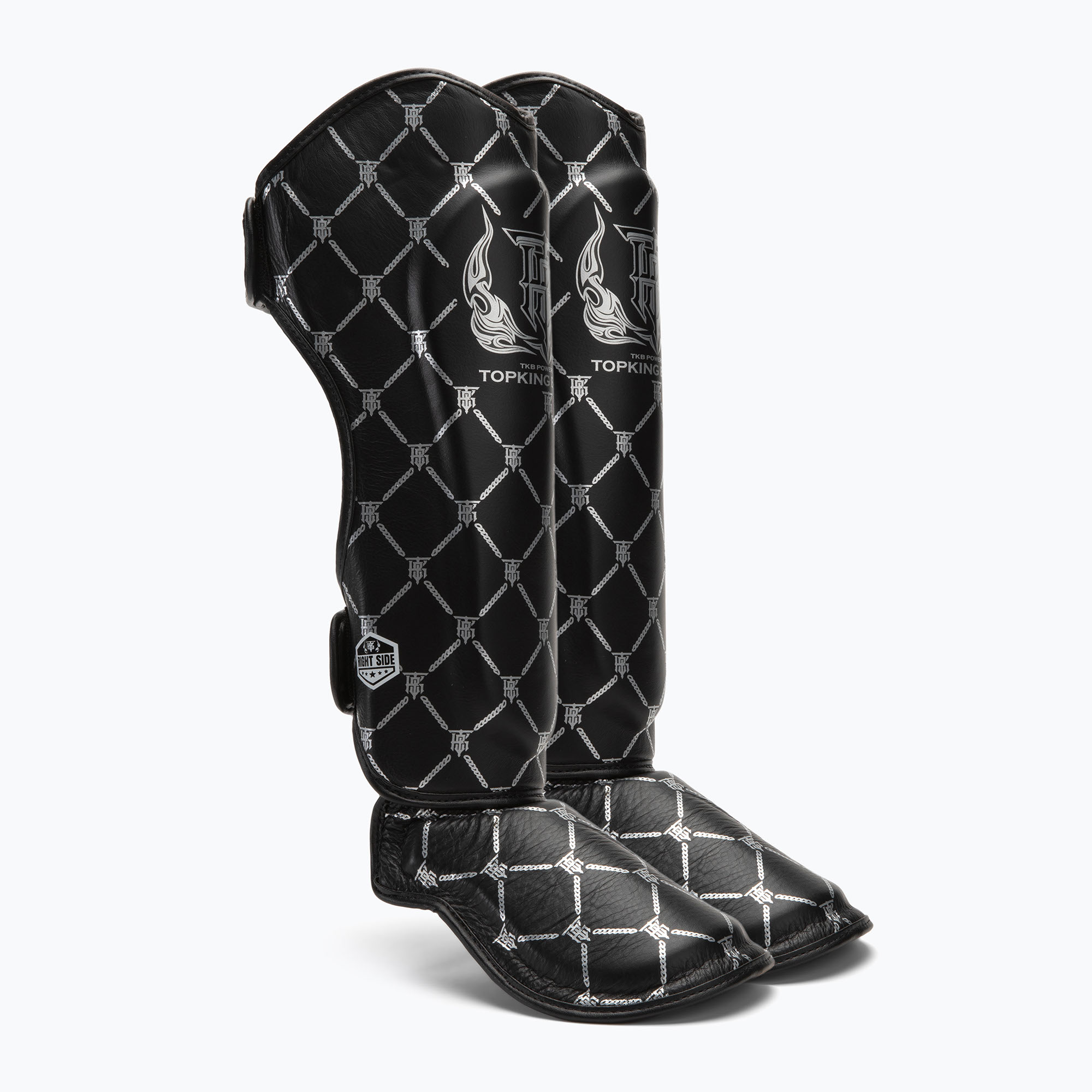 Protezioni per tibie e piedi Top King Chain nero/argento (XL) (Shin Guards Chain TKSGCH-BK-SV)