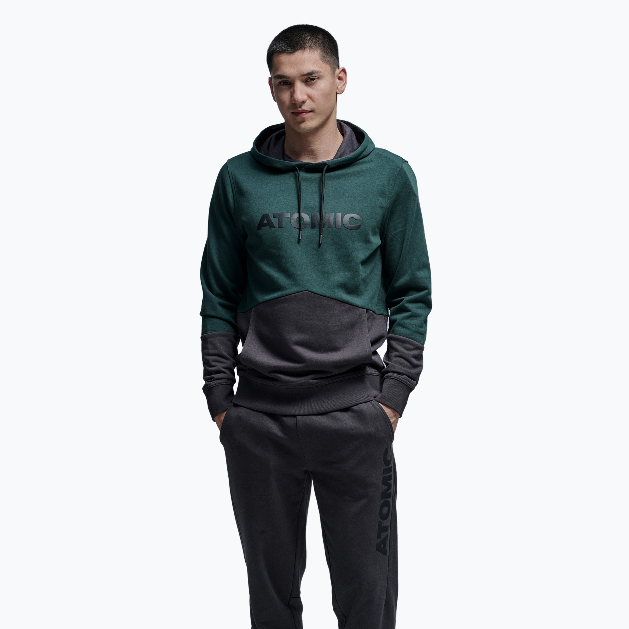 Felpa Atomic RS con cappuccio verde scuro/ antracite (L) (RS Hoodie AP5120140)