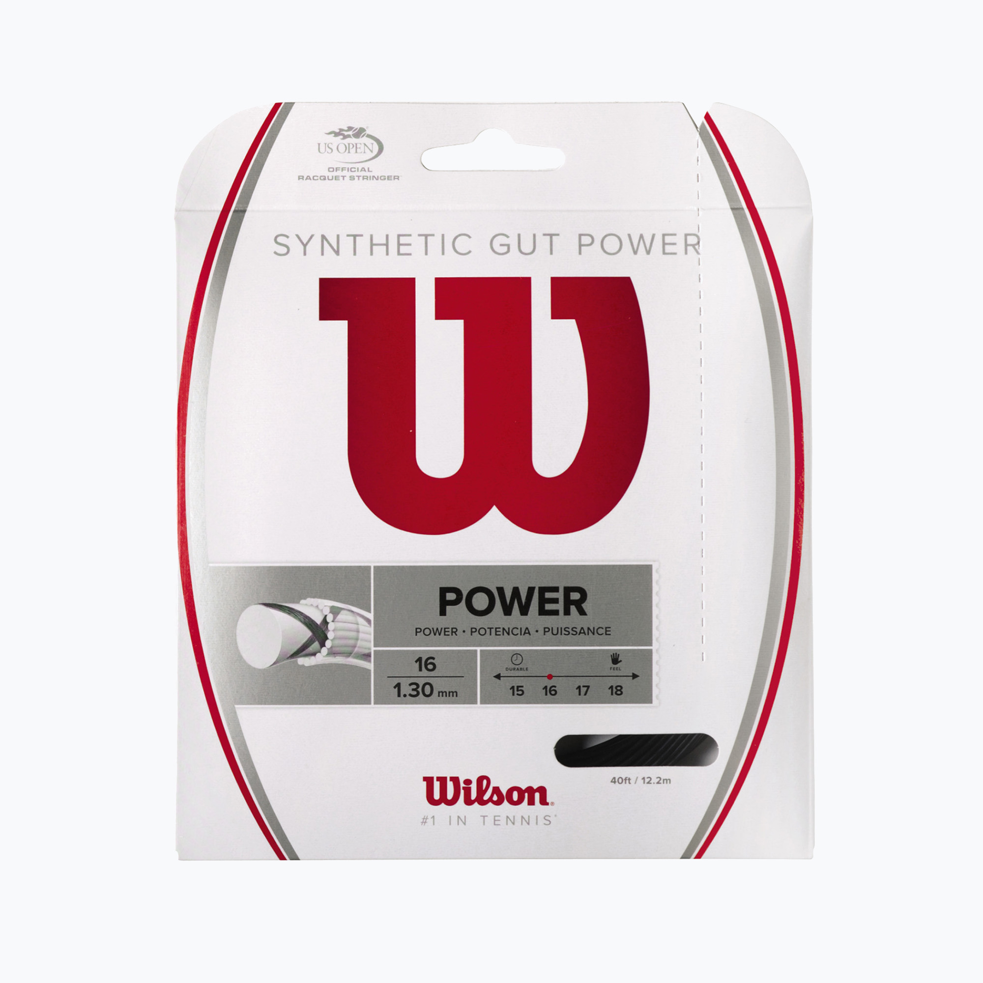 Wilson Synthetic Gut Power 16 corda da tennis 12,2 m nero WRZ945200 (1.30 mm) (Synthetic Gut Power 16 WRZ945200)