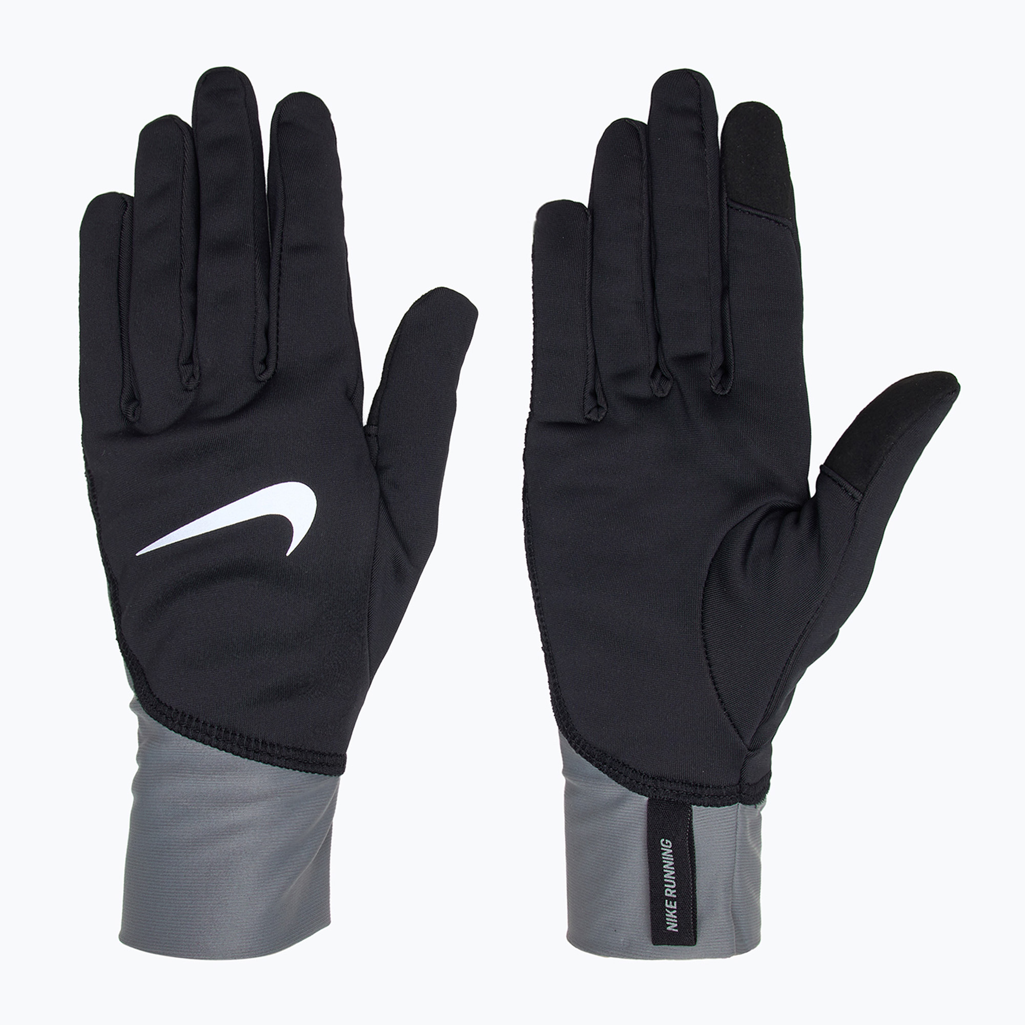Guanti da corsa Nike Pacer Midweight RG da uomo nero/grigio fumo/argento (XL) (Pacer Midweight RG N1010535-018)
