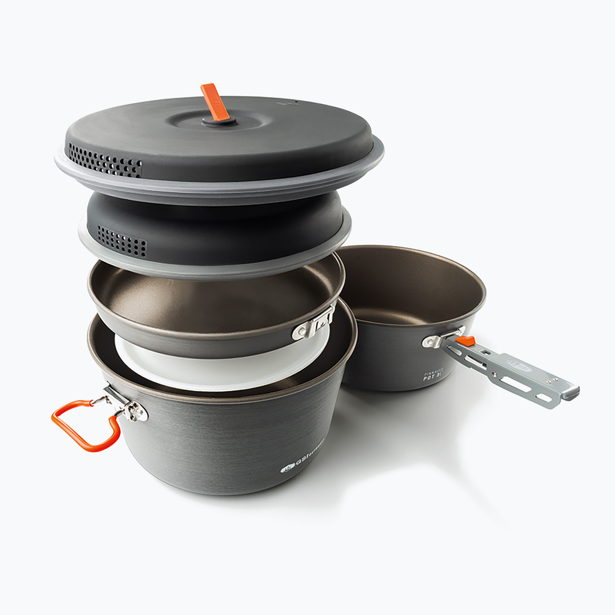 GSI Outdoors Pinnacle Base Camper Set di pentole anodizzate grandi (3 l + 5 l) (Pinnacle Base Camper Large 50184)