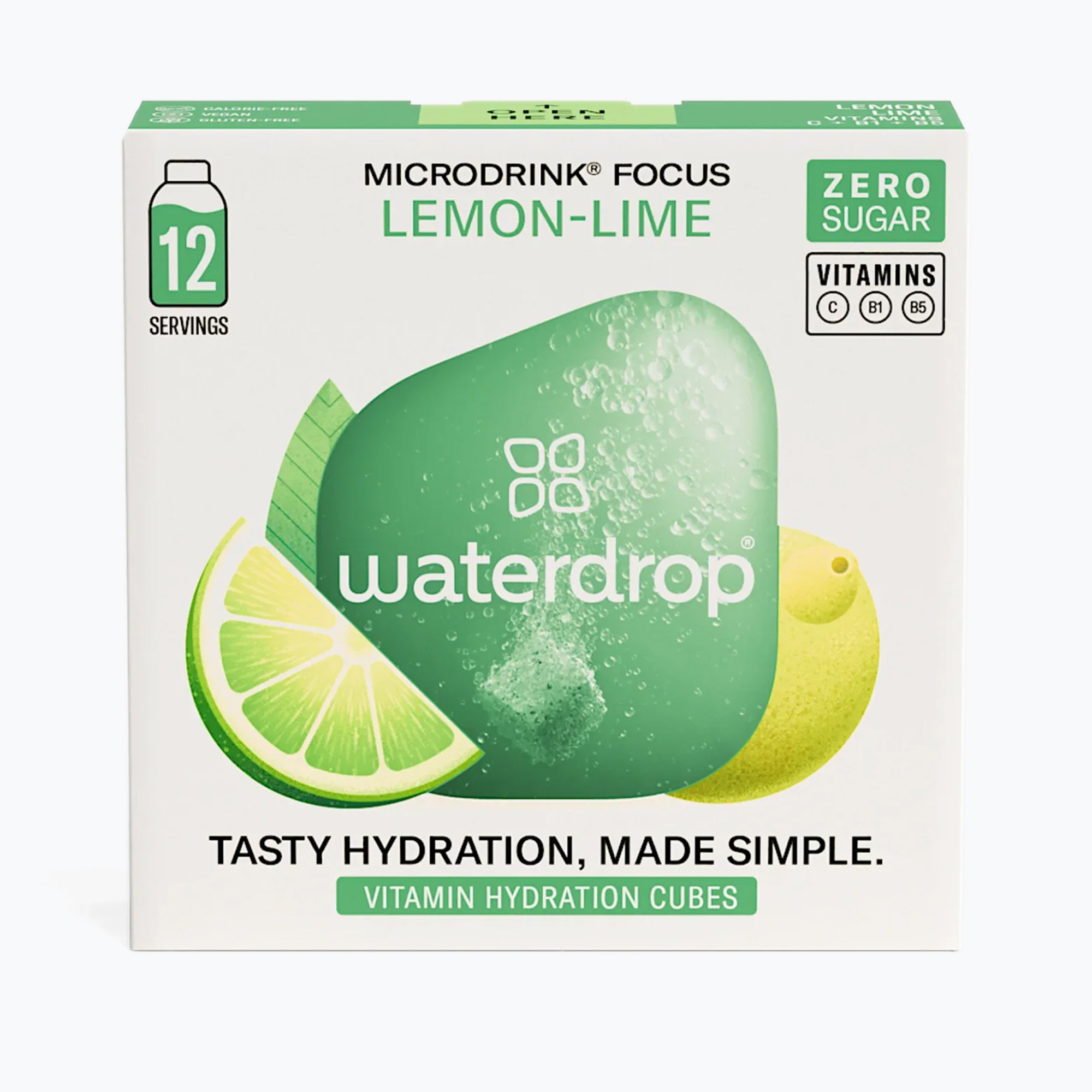 Bevanda isotonica waterdrop Microdrink Focus 12 cubetti caffè verde lime (12 x 2g) (Microdrink Focus MICROFOCUS)
