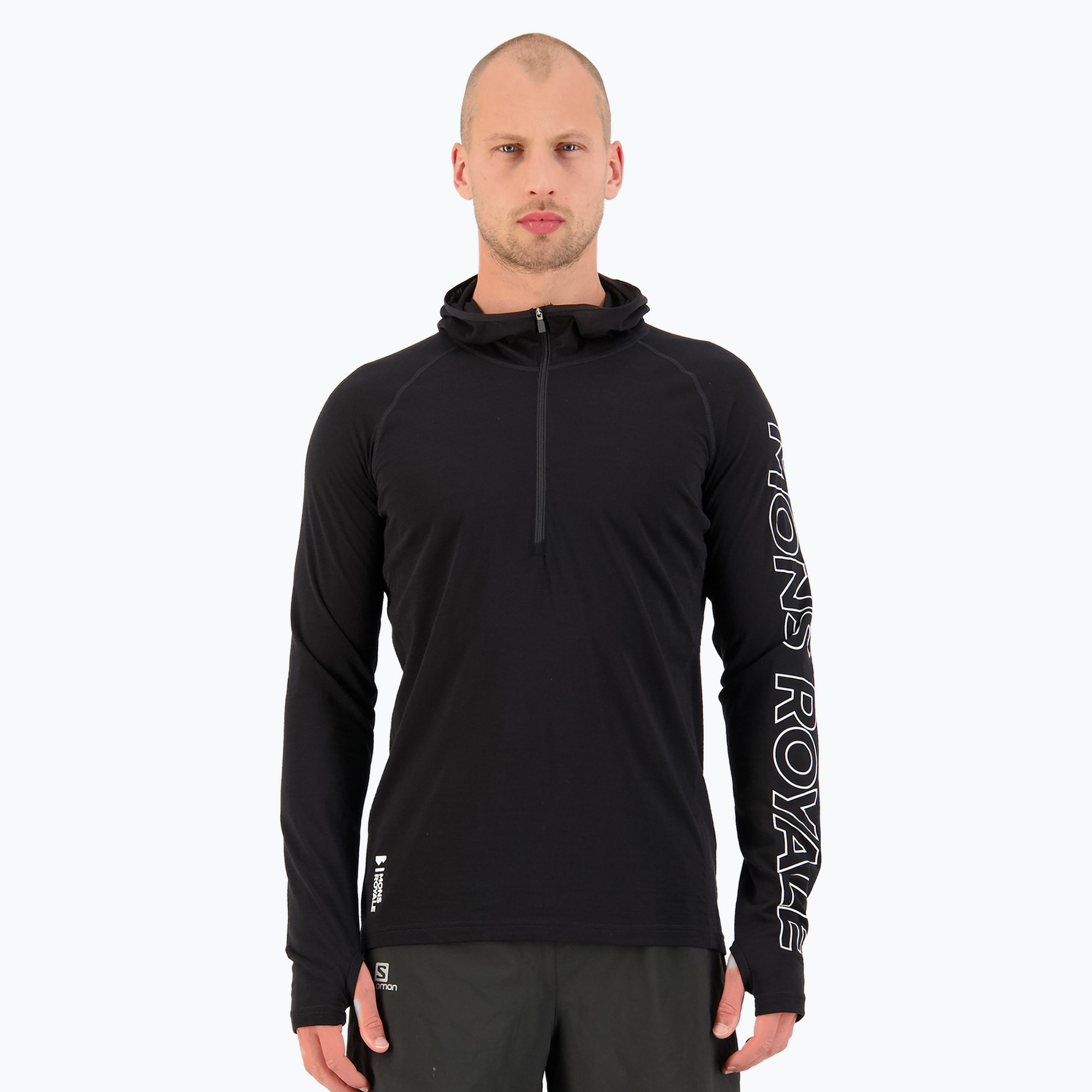 Felpa termica da uomo Mons Royale Temple Tech Hood nero (S) (Temple Tech Hood 100078-1165-001)