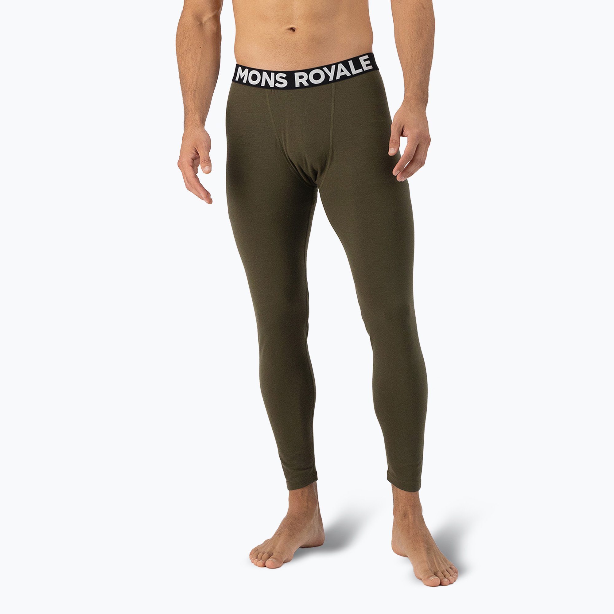 Pantaloni termici attivi da uomo Mons Royale Cascade Merino Base Layer oliva scuro (XL) (Cascade Merino Base Layer 100502-1169-299)