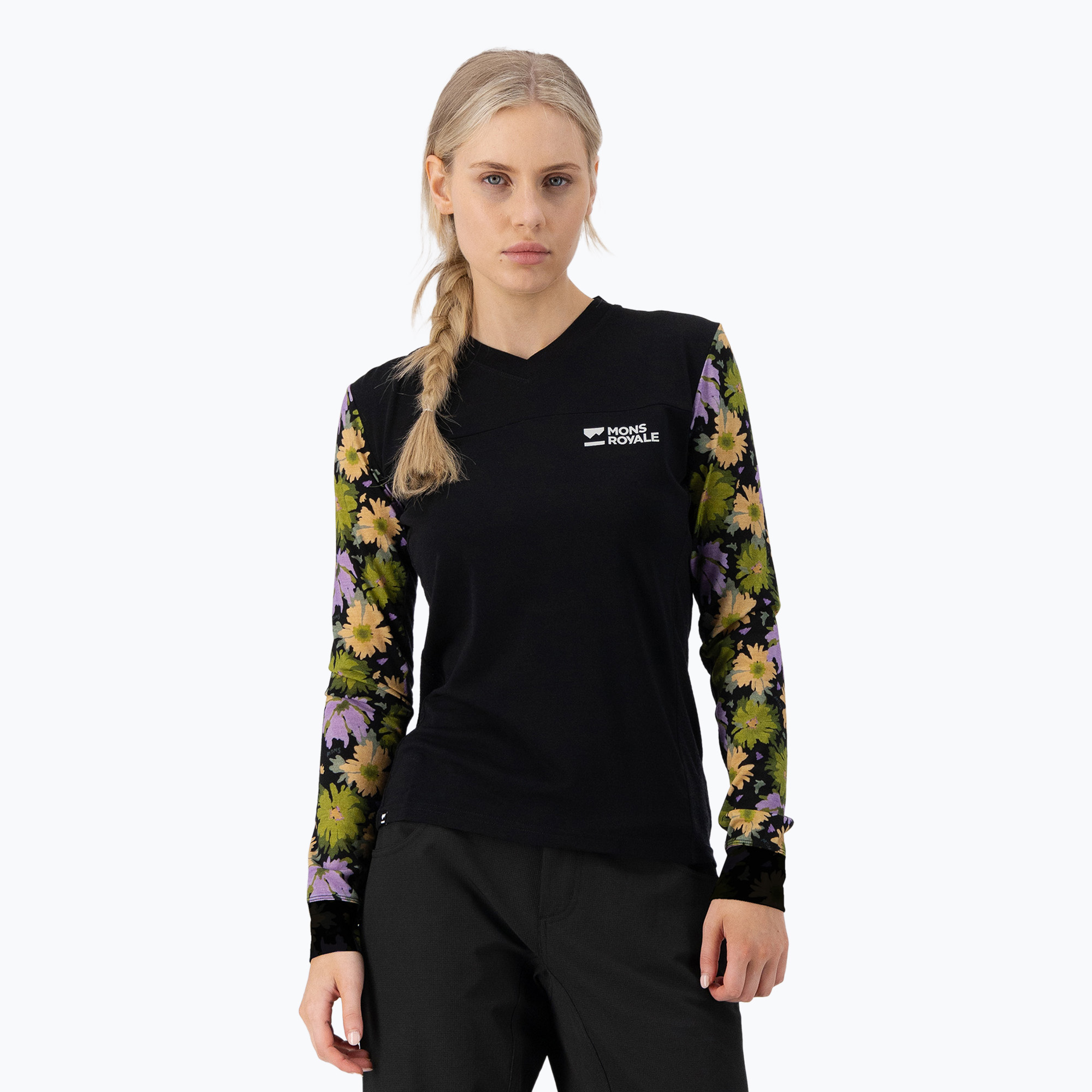 Mons Royale Redwood Enduro VLS donna manica lunga termica alpine bloom/nero (XS) (Redwood Enduro VLS 100457-1171-814)