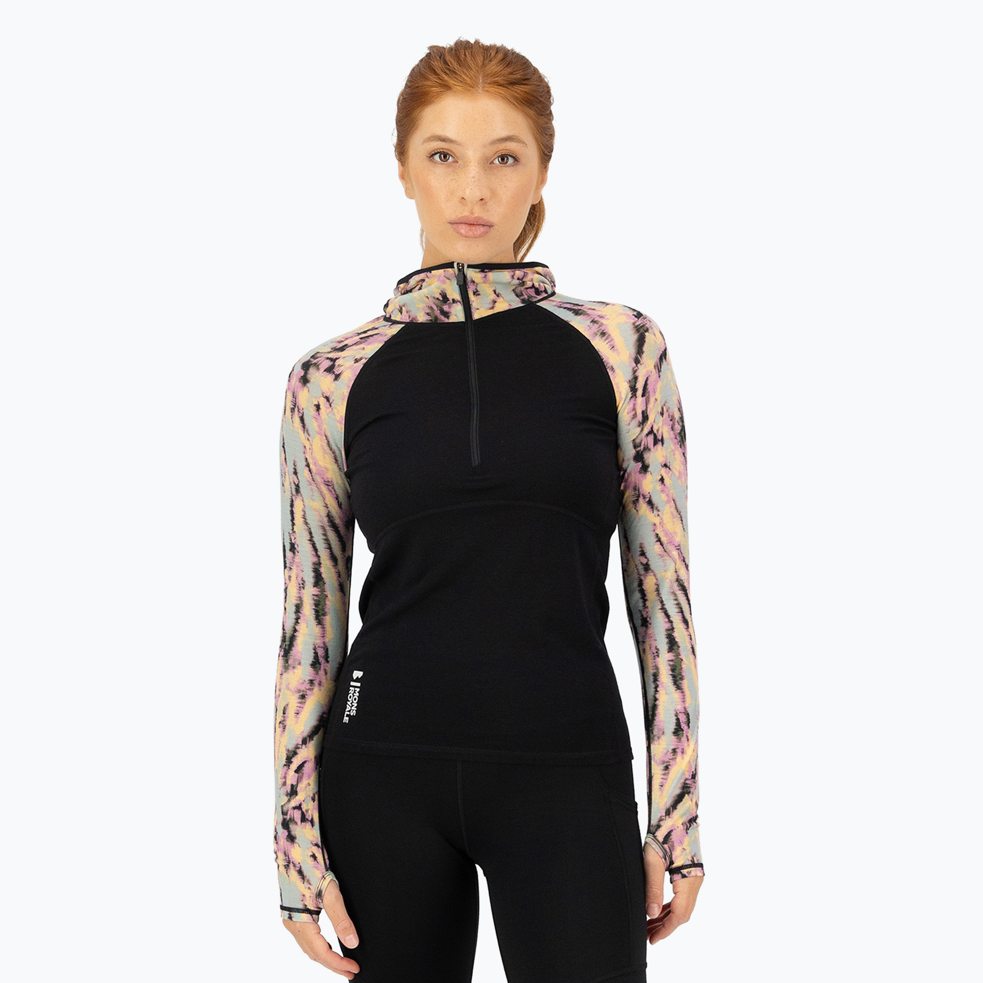 Felpa termica da donna Mons Royale Bella Tech Hood nero (M) (Bella Tech Hood 100028-2165-882)