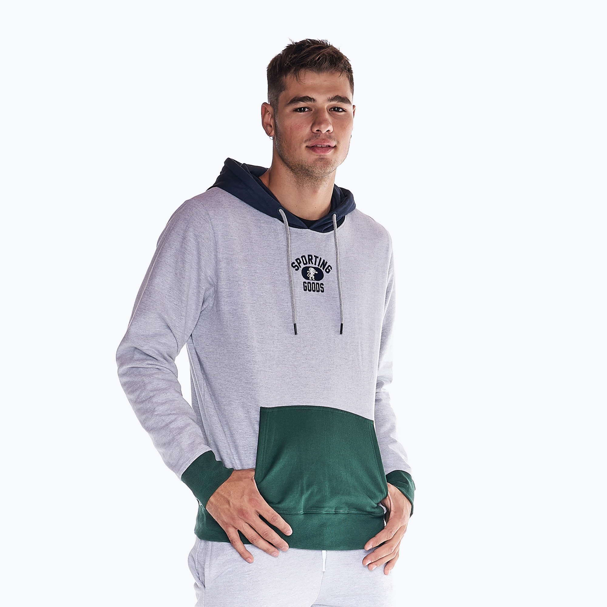 Felpa uomo LEONE 1947 College Hoody grigio/melange (M) (College Hoody M4004)